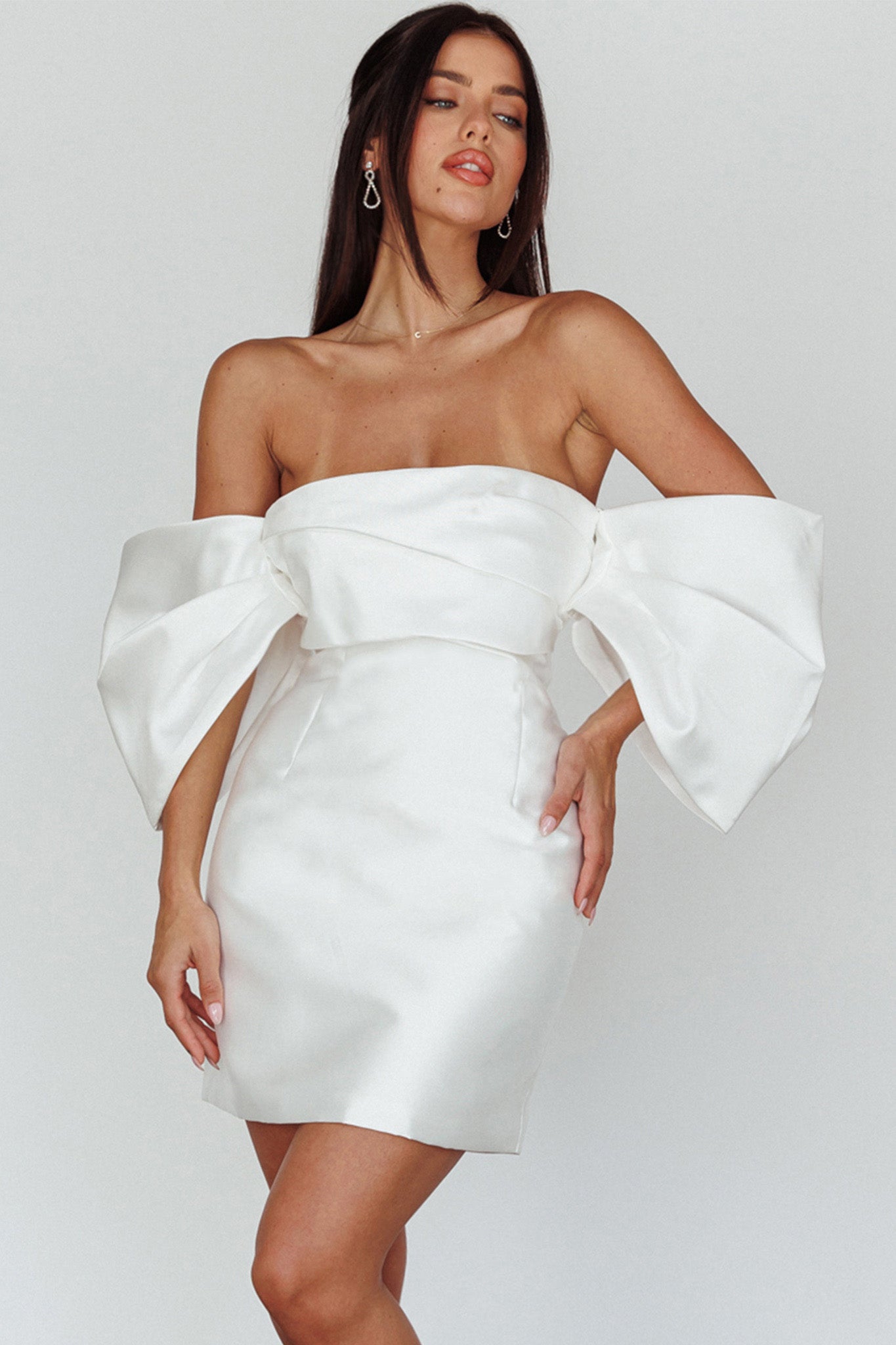 Magnolia Off-Shoulder Mini Dress White-Maymioy