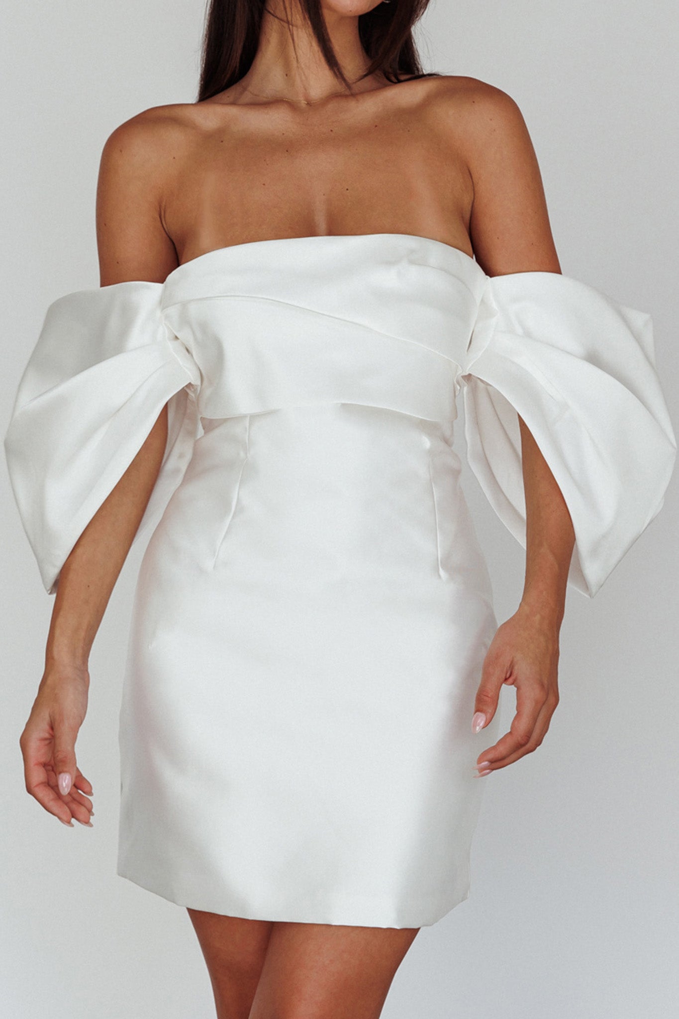 Magnolia Off-Shoulder Mini Dress White-Maymioy