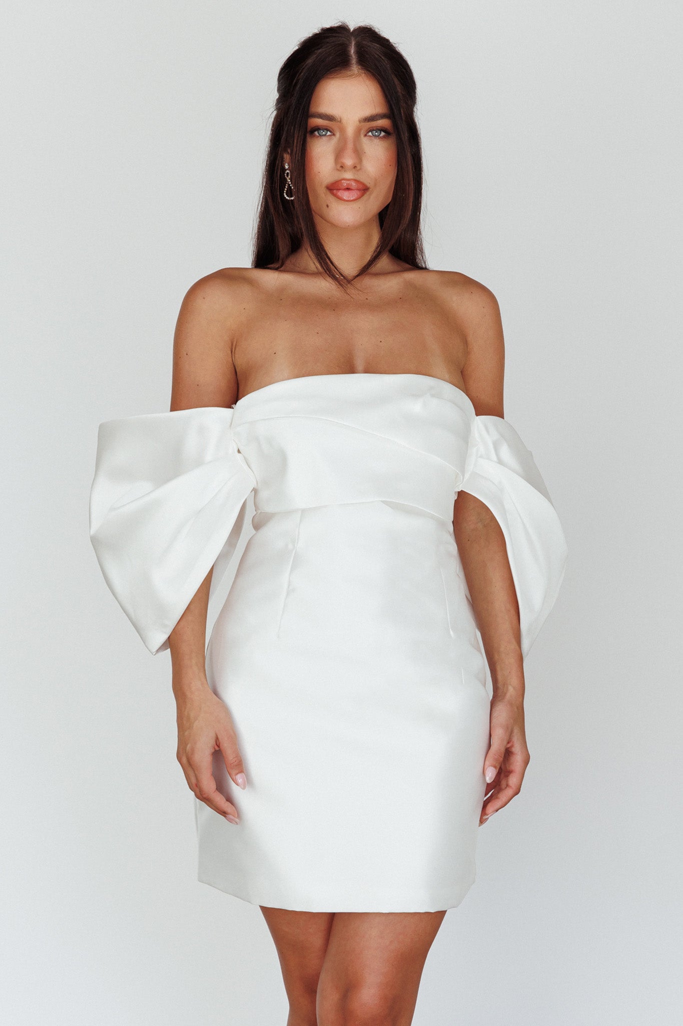 Magnolia Off-Shoulder Mini Dress White-Maymioy