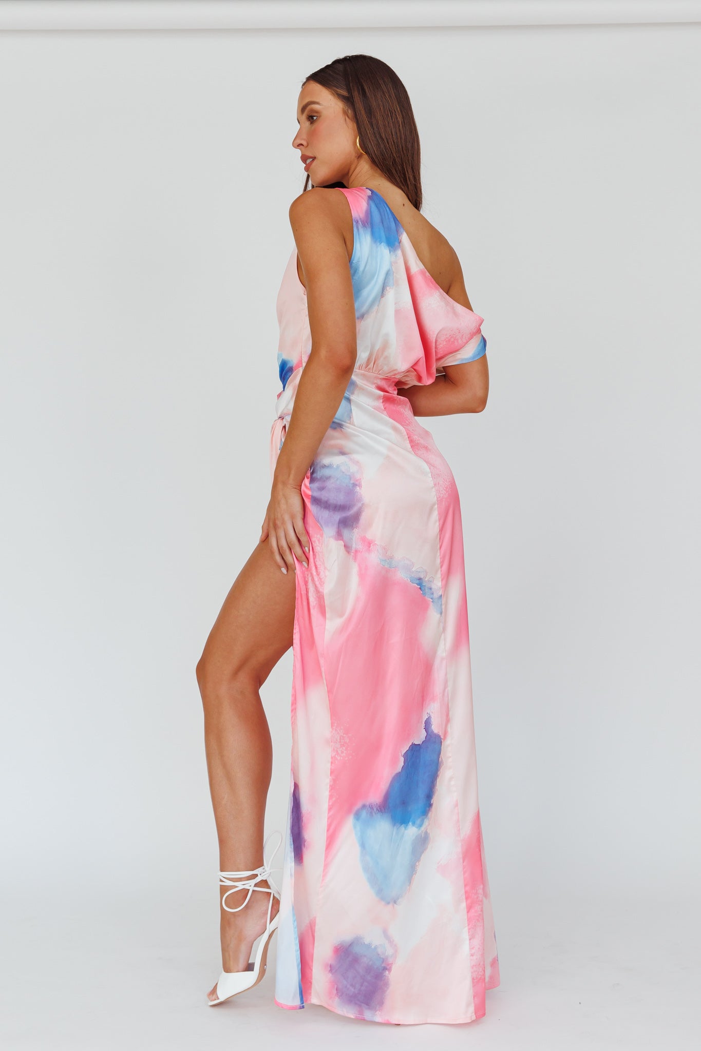Charm Me Thigh Split Maxi Dress Pink/Blue-Maymioy