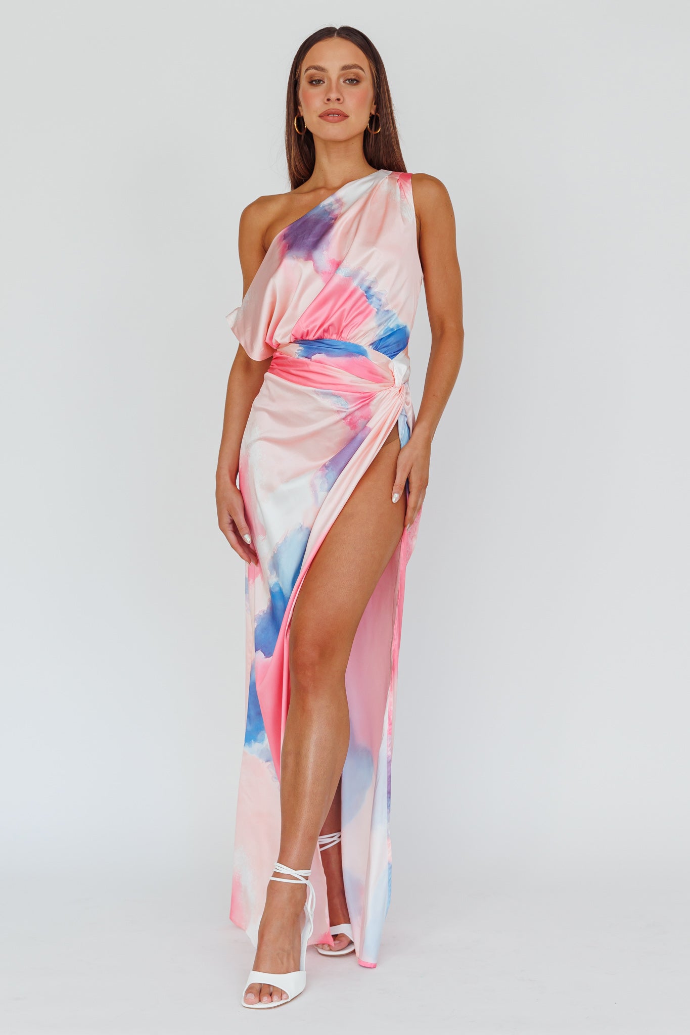 Charm Me Thigh Split Maxi Dress Pink/Blue-Maymioy