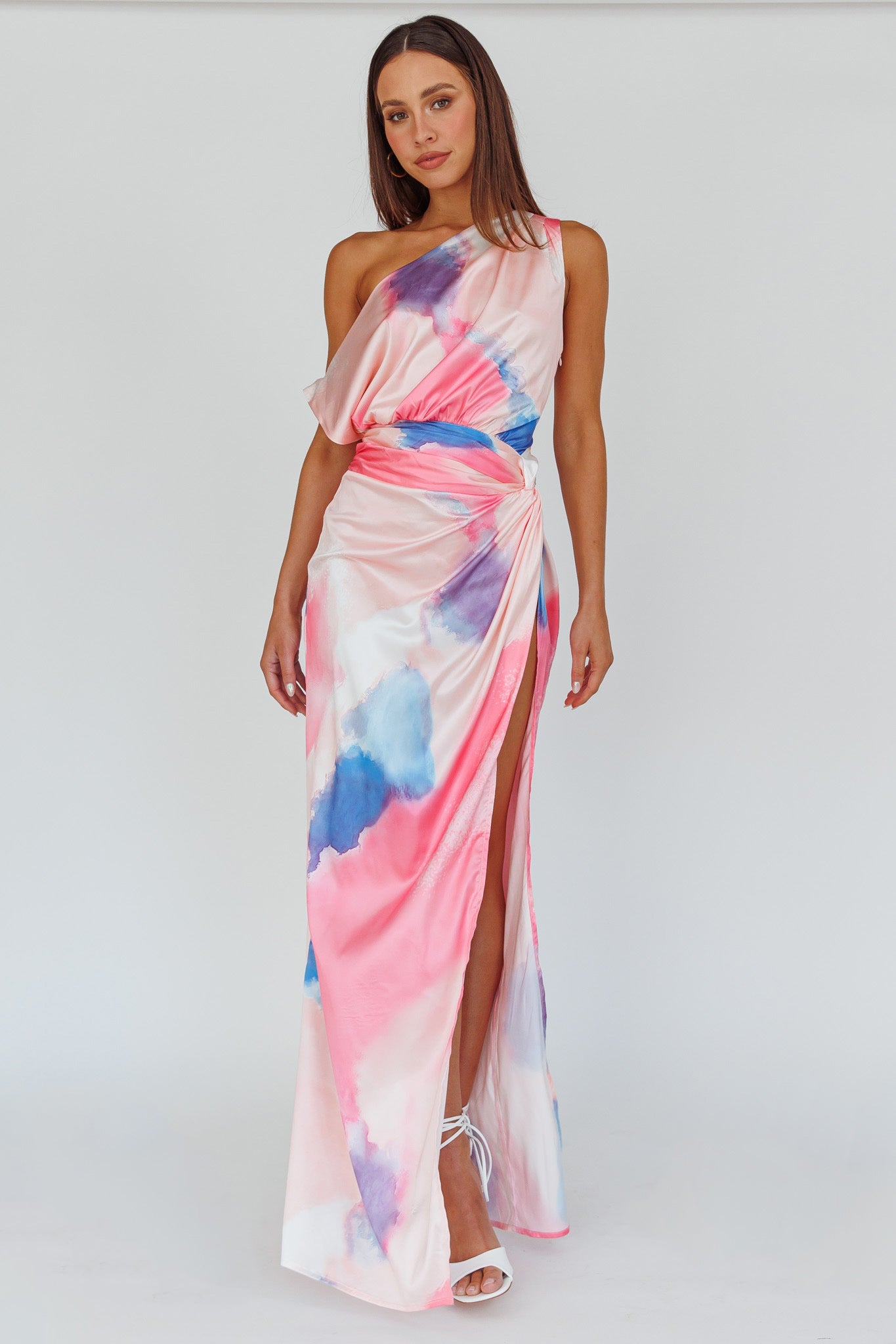 Charm Me Thigh Split Maxi Dress Pink/Blue-Maymioy