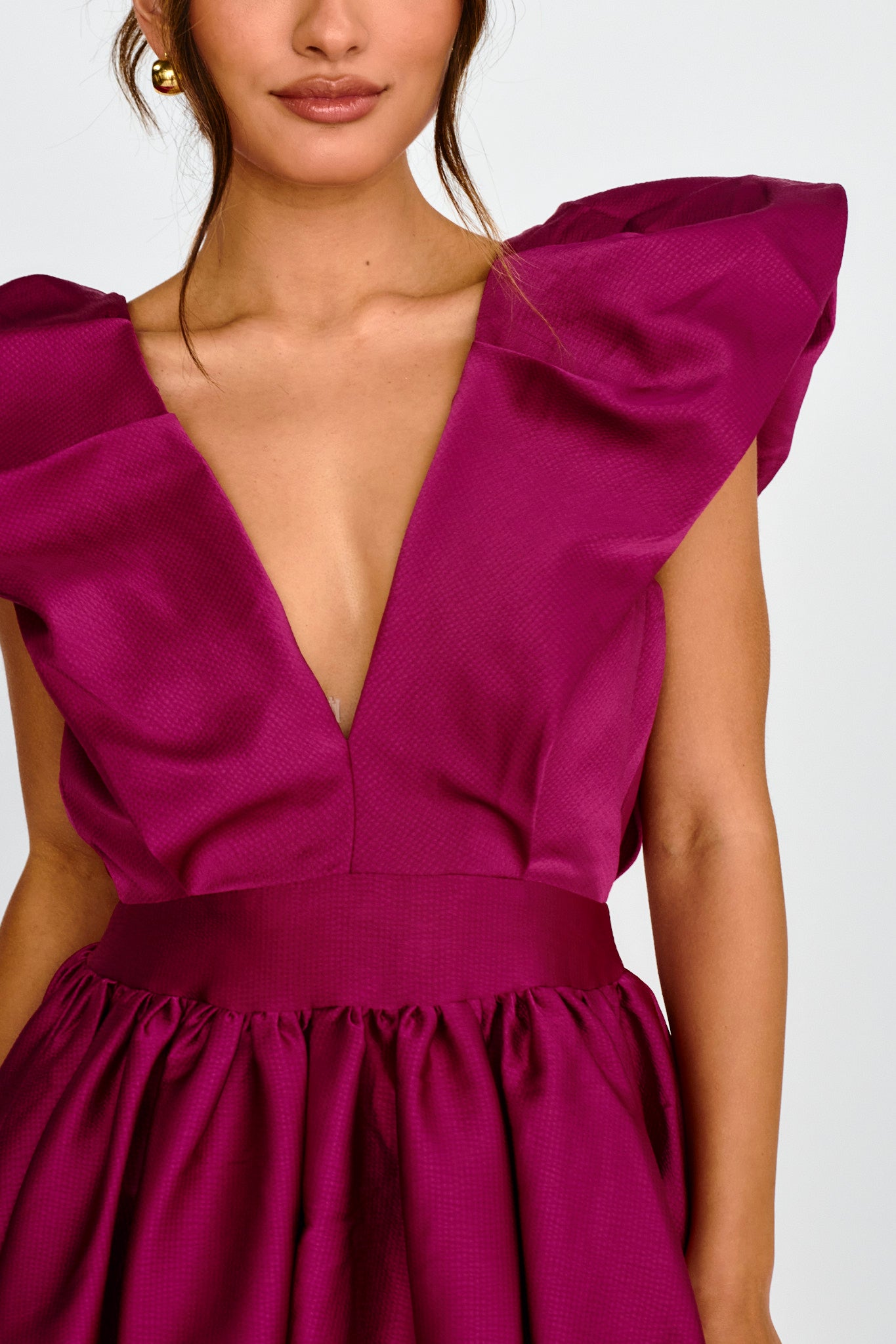 Hidden Heart Bubble Hem Mini Dress Magenta-Maymioy