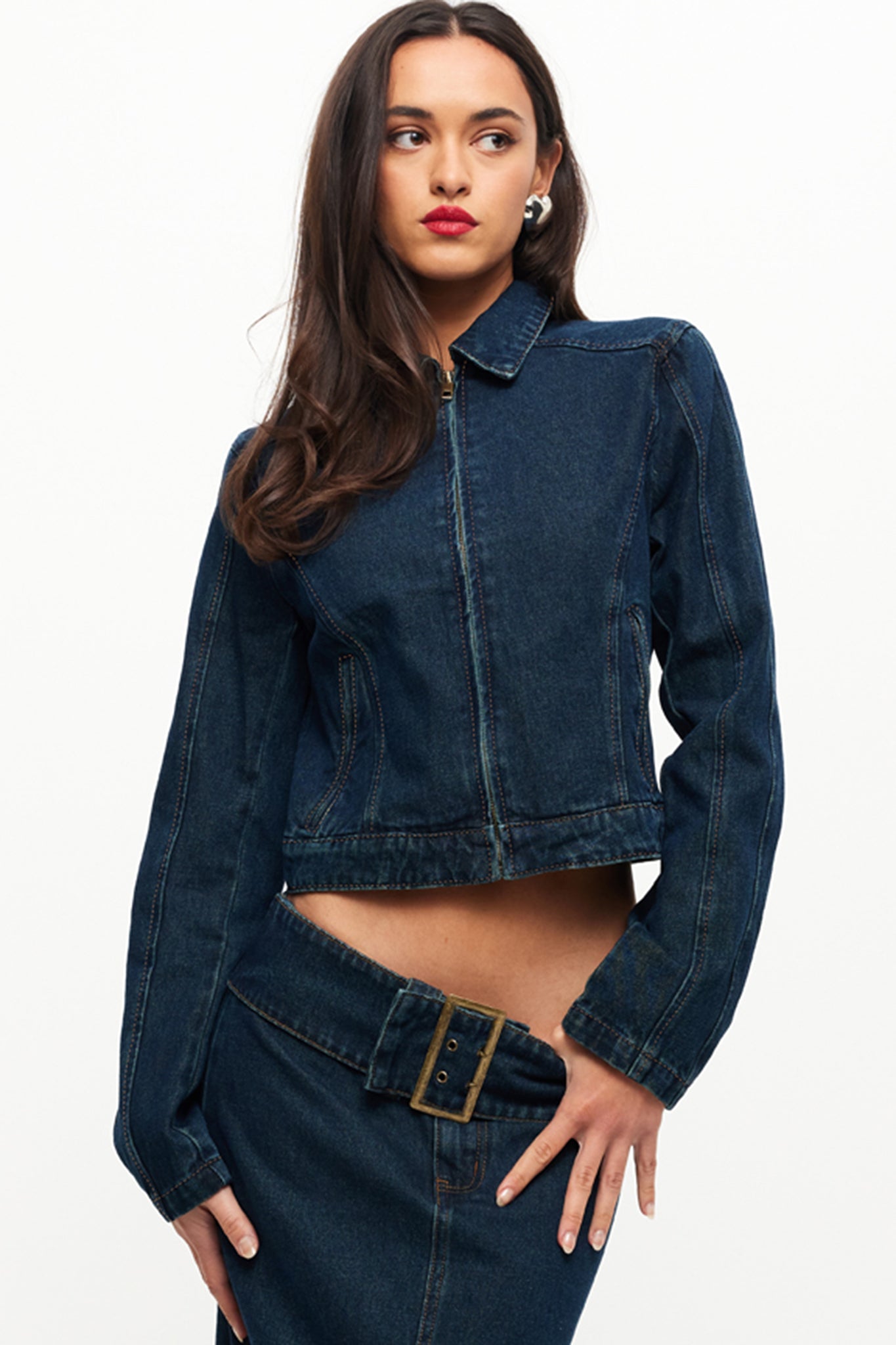 LIONESS Uma Denim Jacket Denim Blue-Maymioy