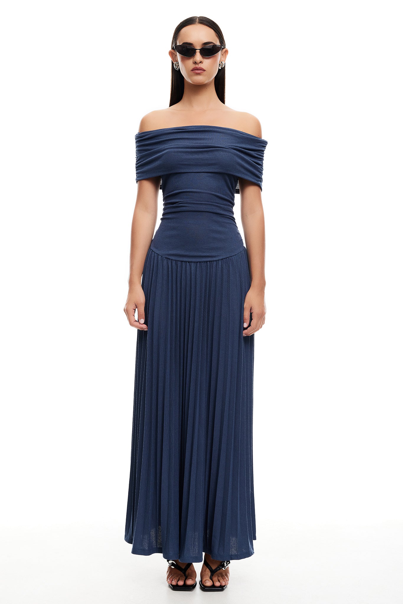 LIONESS Field Of Dreams Maxi Dress Navy-Maymioy