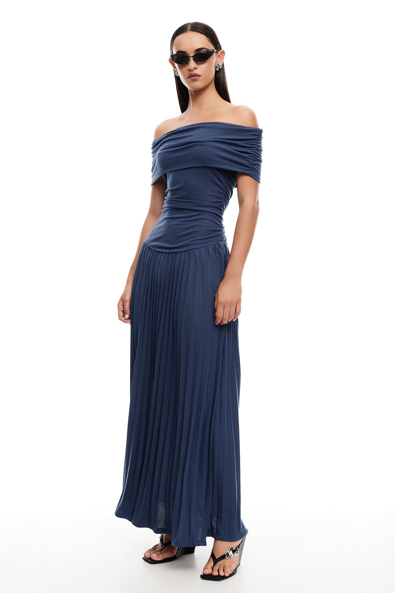 LIONESS Field Of Dreams Maxi Dress Navy-Maymioy