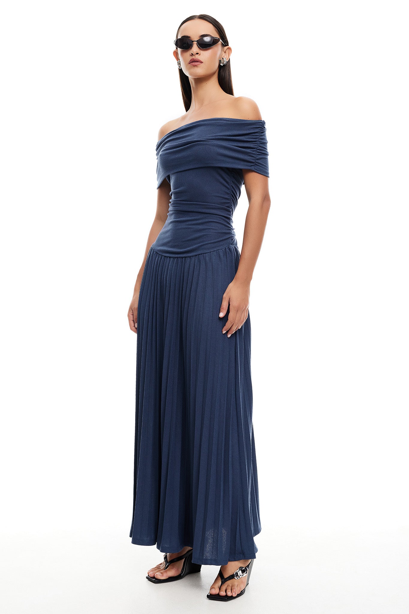 LIONESS Field Of Dreams Maxi Dress Navy-Maymioy