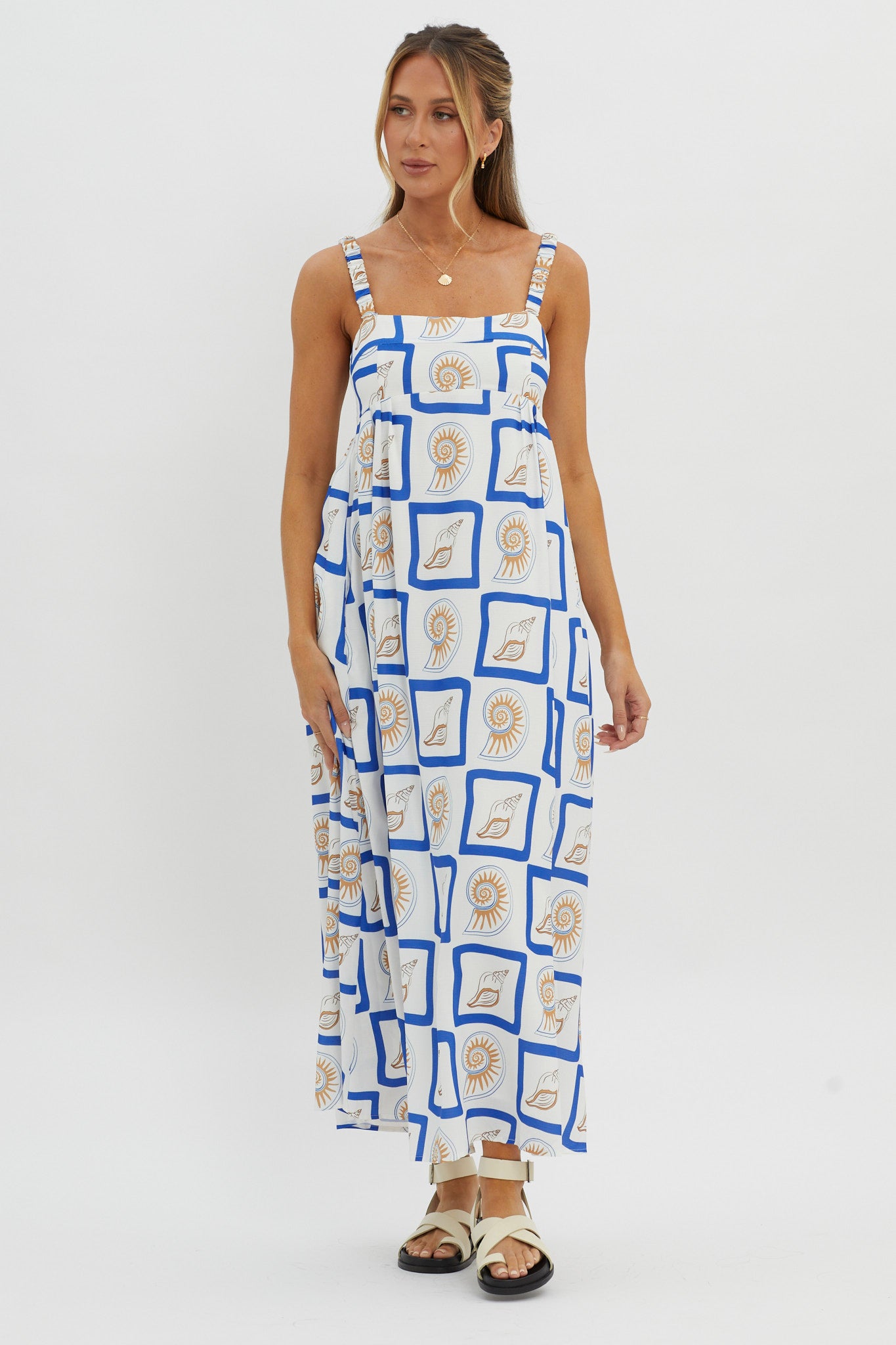 LOST IN LUNAR Katie Maxi Dress Shell Print-Maymioy