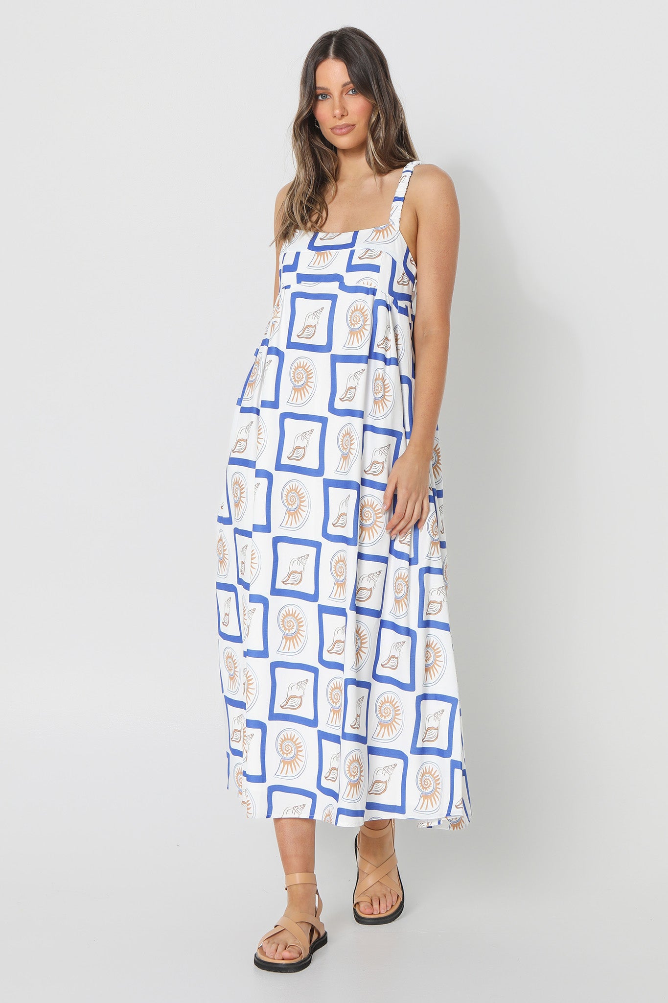 LOST IN LUNAR Katie Maxi Dress Shell Print-Maymioy