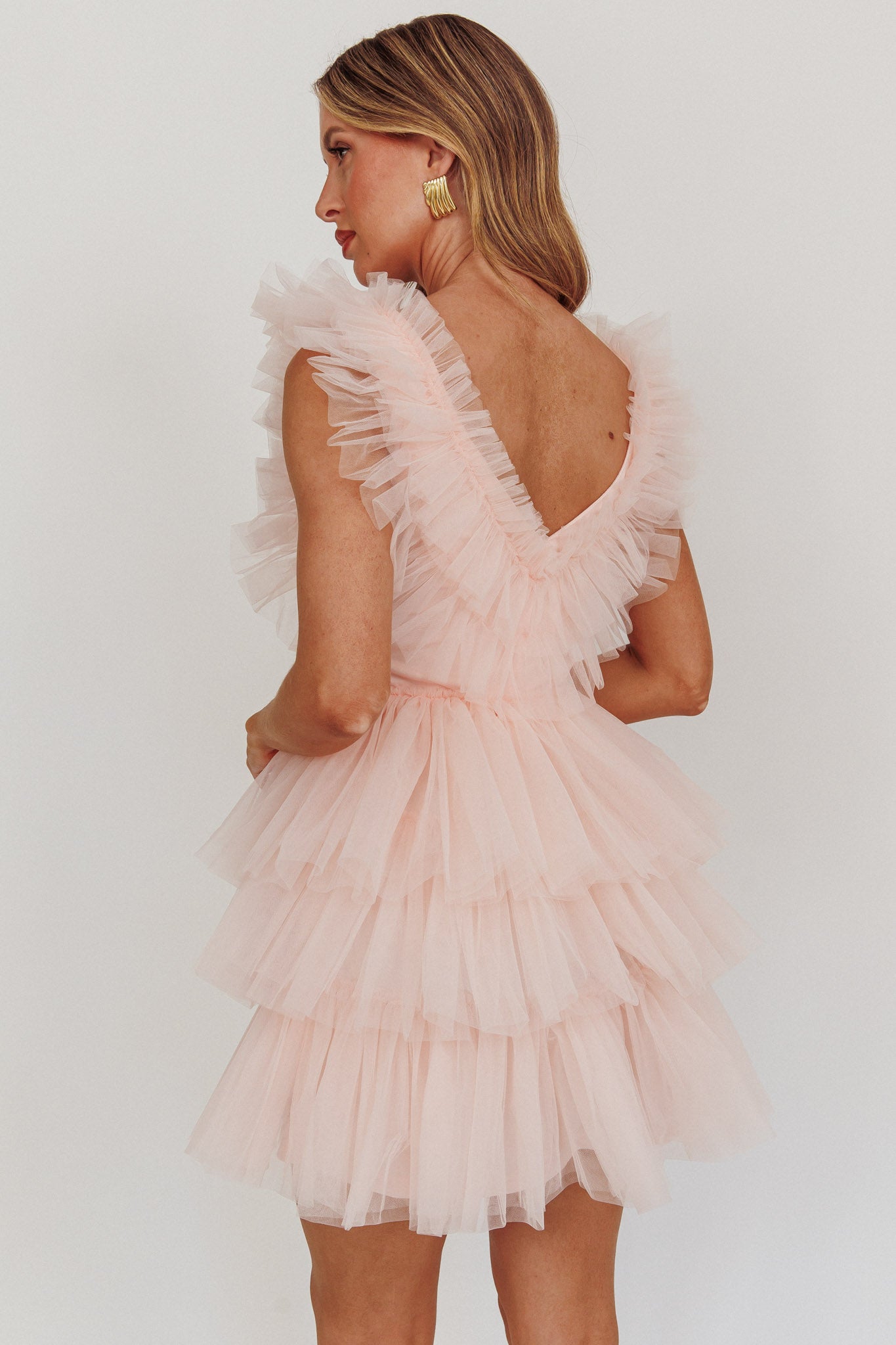 Froufrou Layered Tulle Mini Dress Blush-Maymioy