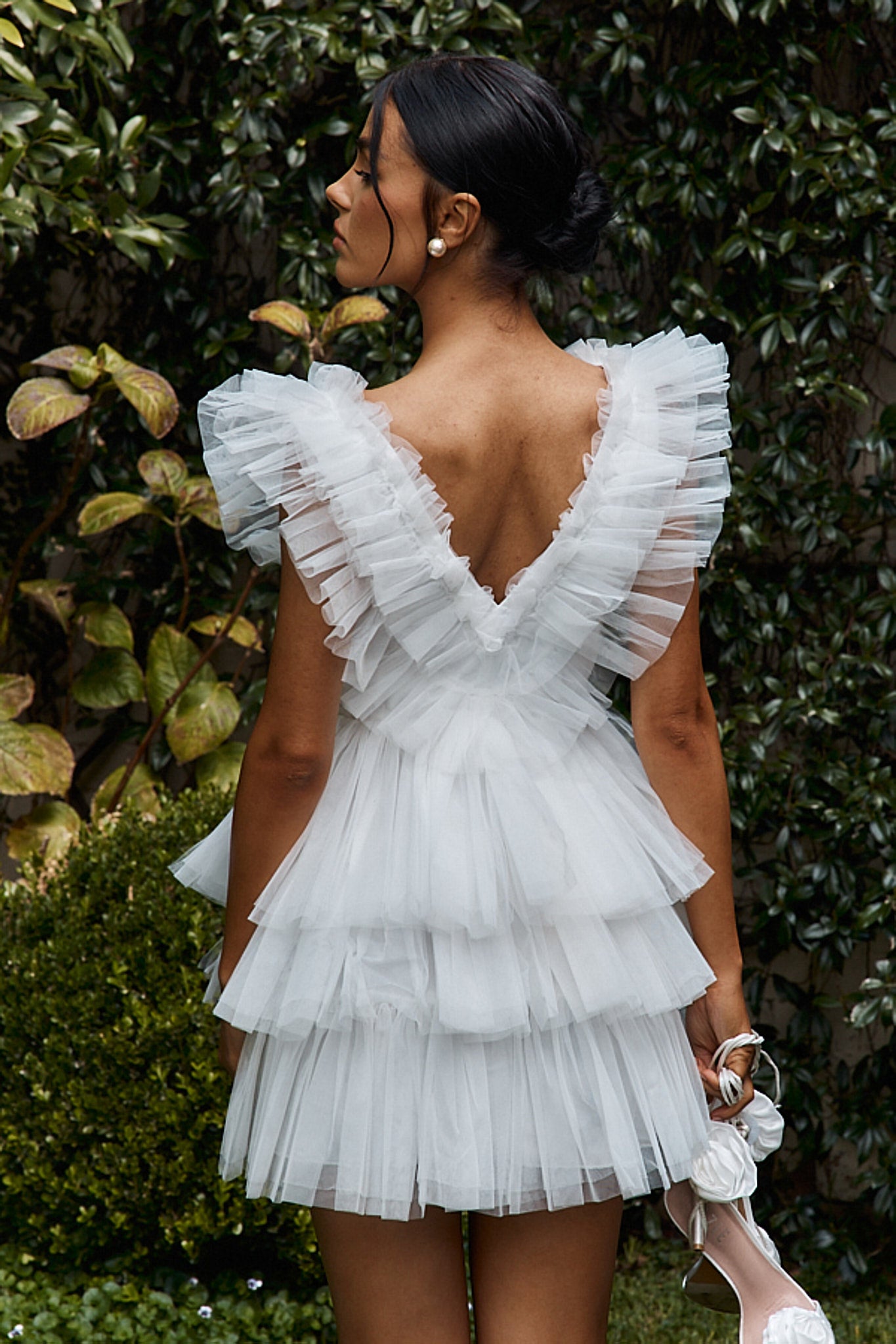 Froufrou Layered Tulle Mini Dress White-Maymioy