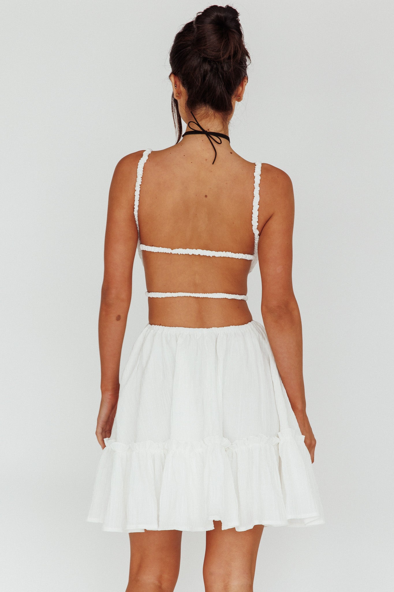 High Flier Open Back Mini Dress White-Maymioy