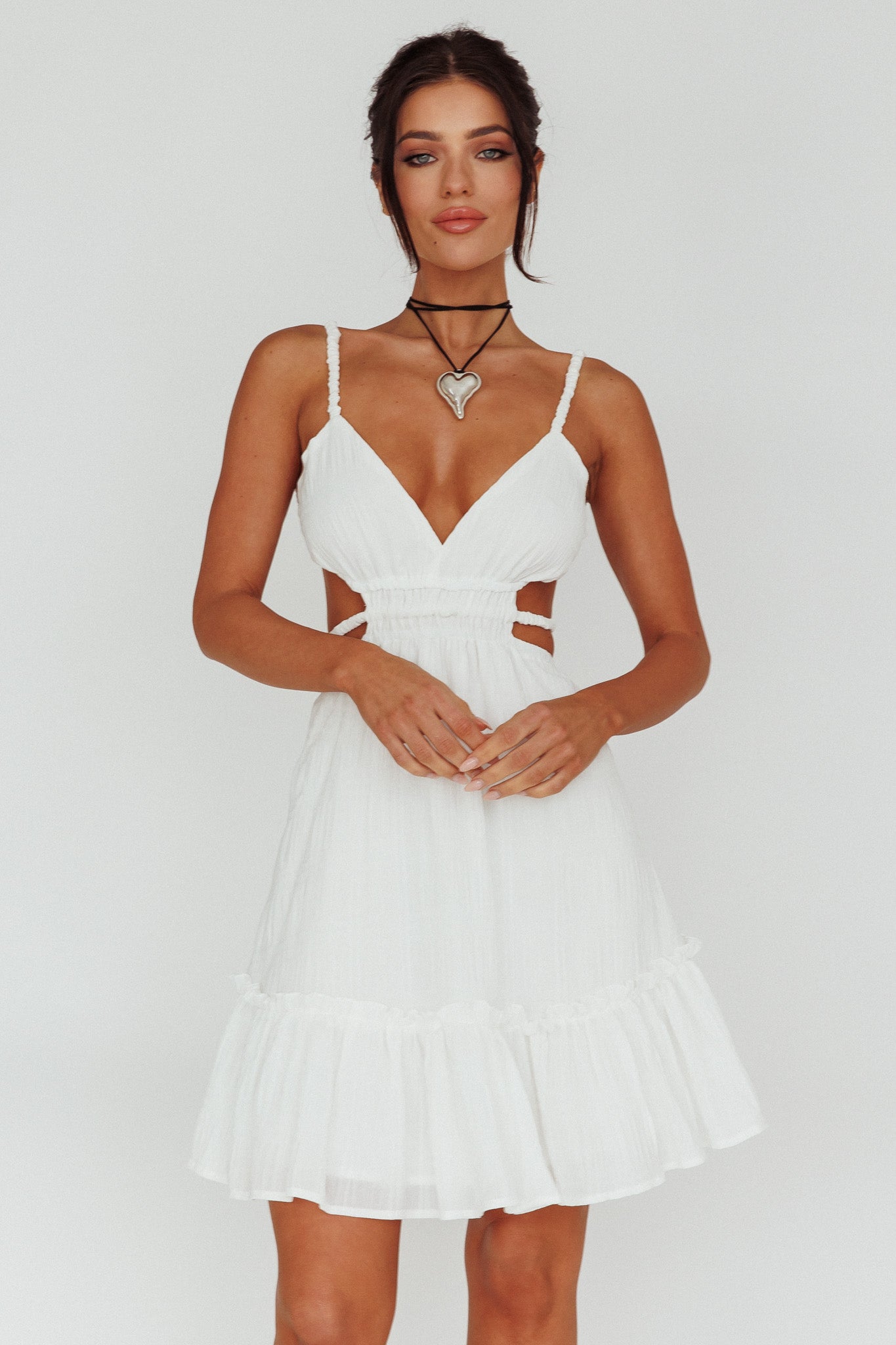 High Flier Open Back Mini Dress White-Maymioy