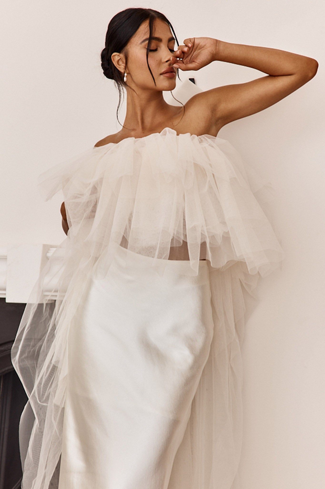 This Is Love Layered Tulle Crop Top Cream-Maymioy