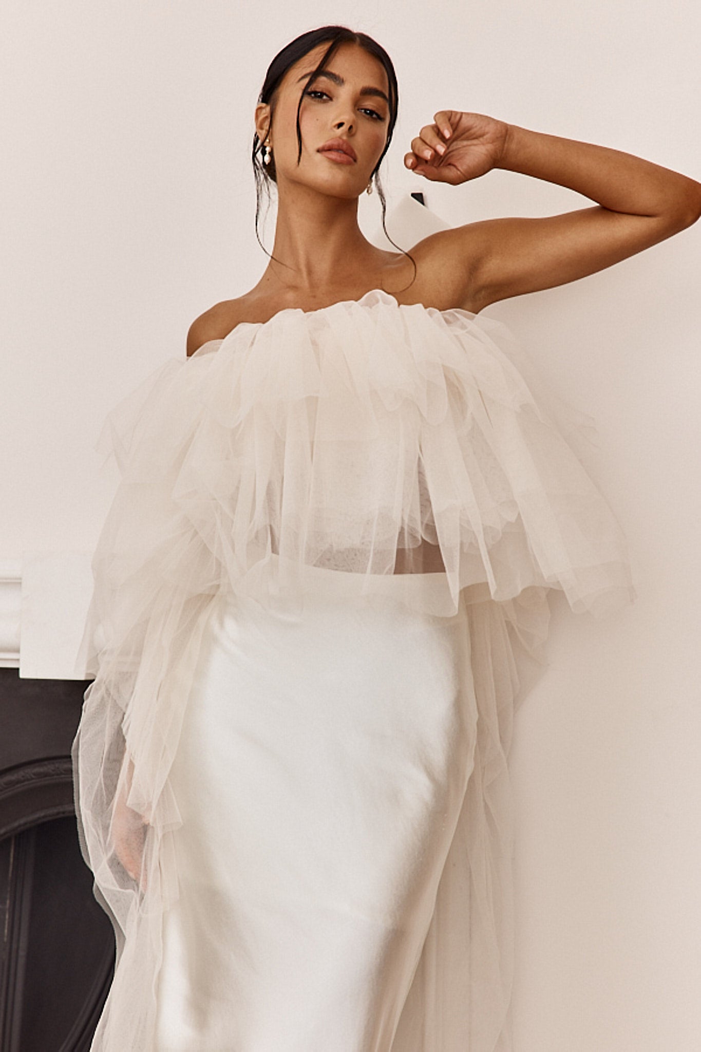 This Is Love Layered Tulle Crop Top Cream-Maymioy