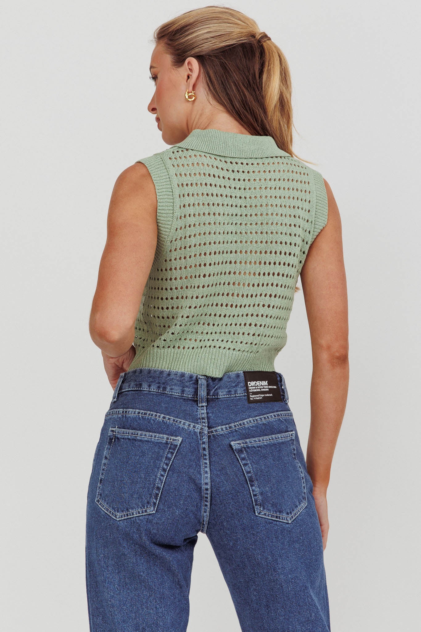 Daithi Collared Sleeveless Knit Top Mint-Maymioy