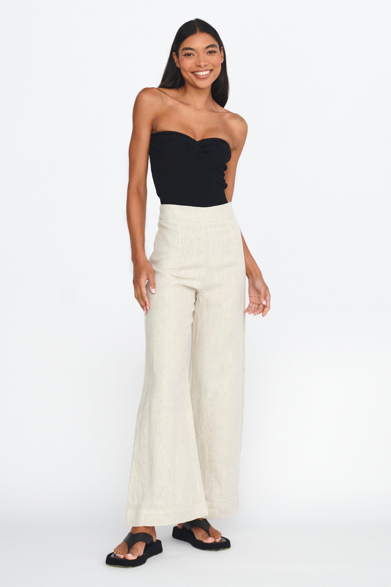 Teagan Strapless Ribbed Knit Top Black-Maymioy