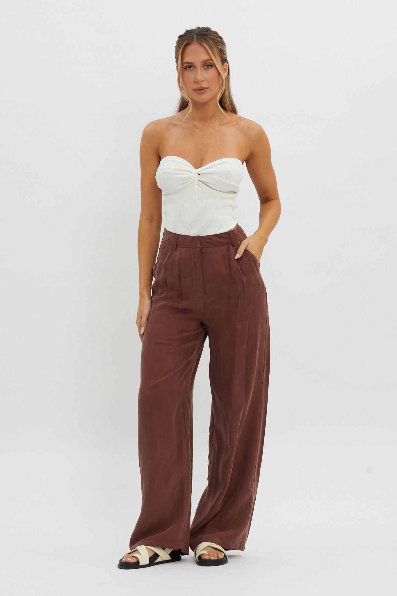 Teagan Strapless Ribbed Knit Top White-Maymioy