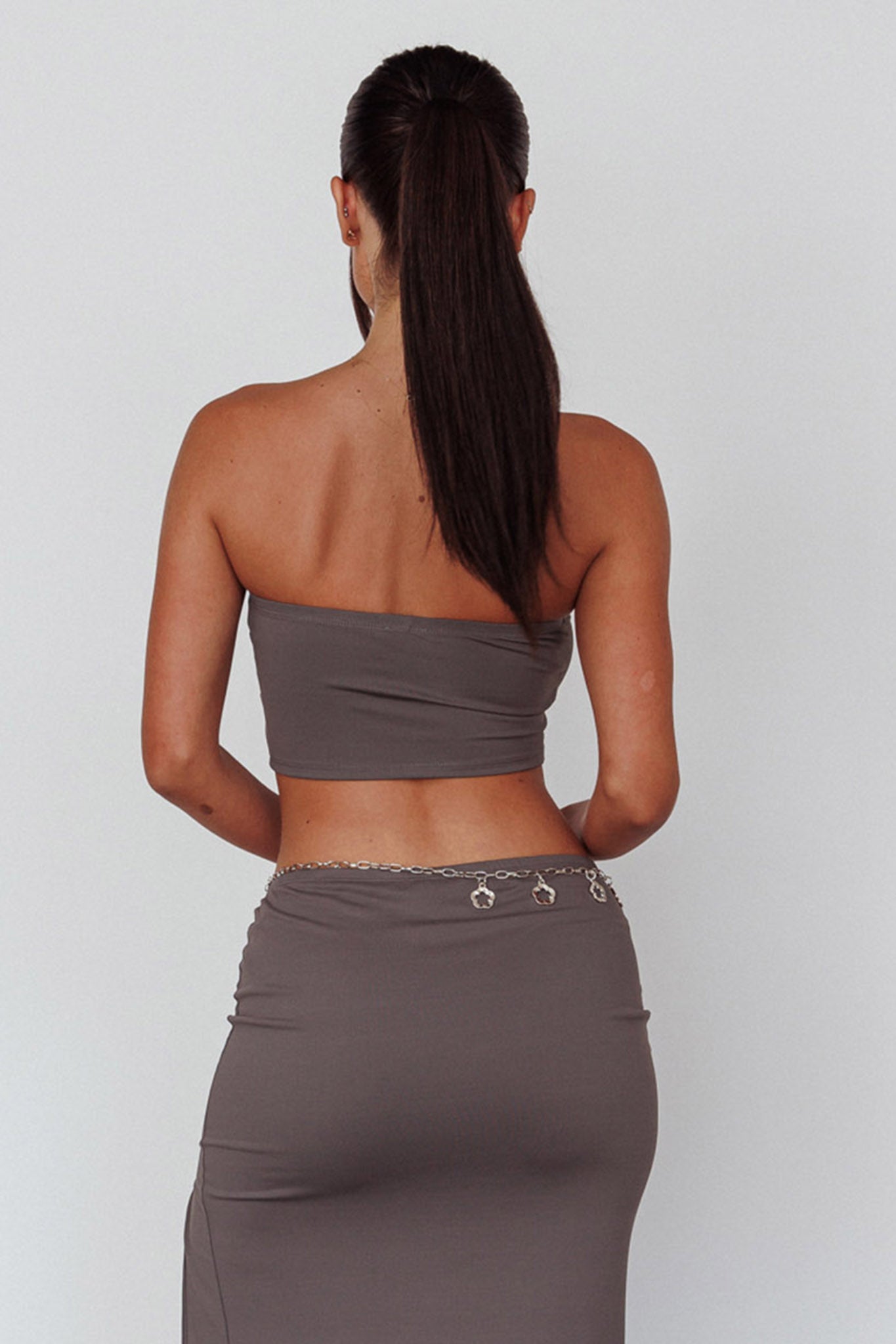 Caption This Bandeau Crop Top Clay-Maymioy