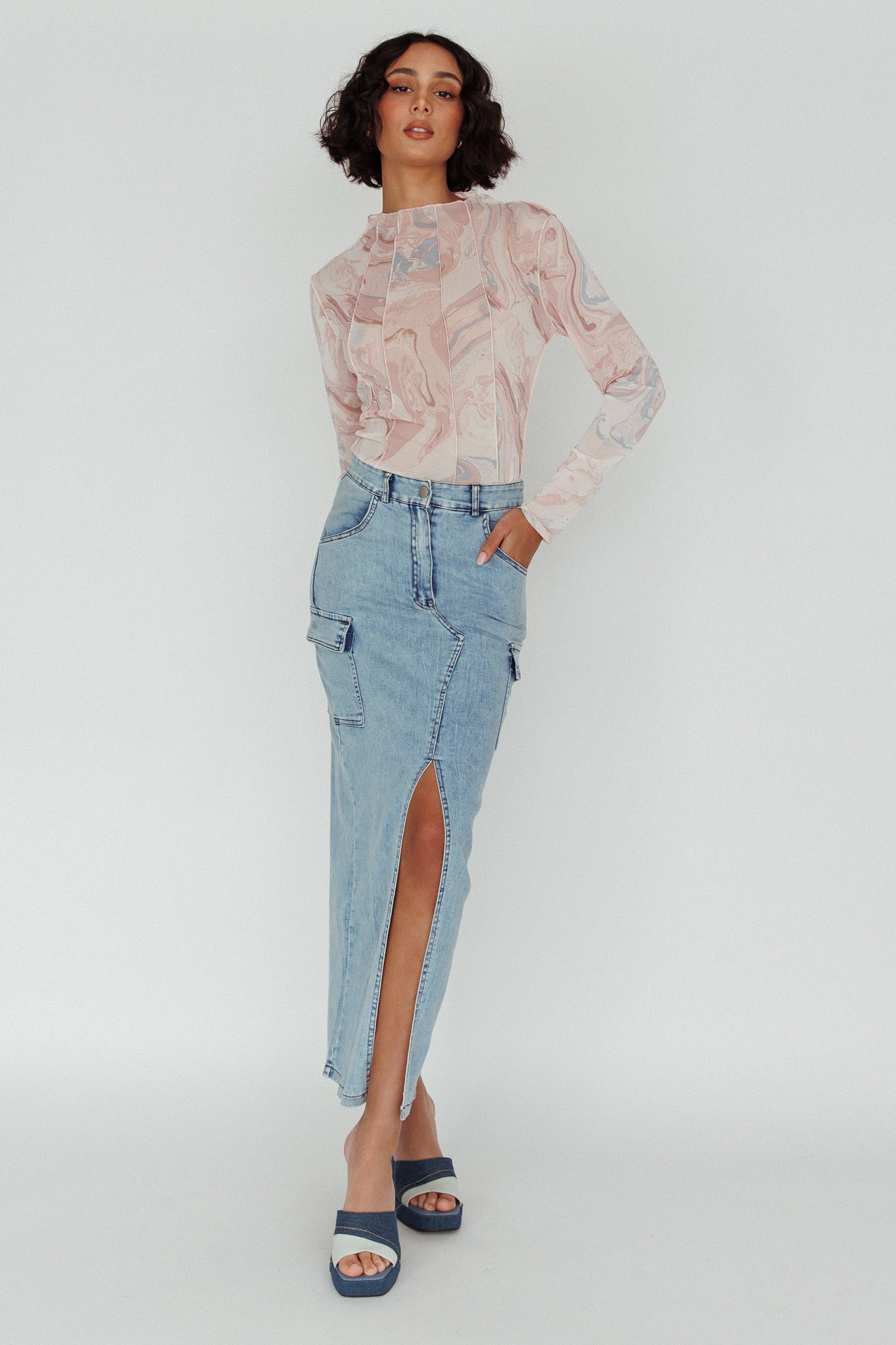 Madrid Long Sleeve Mesh Top Pink Multi-Maymioy