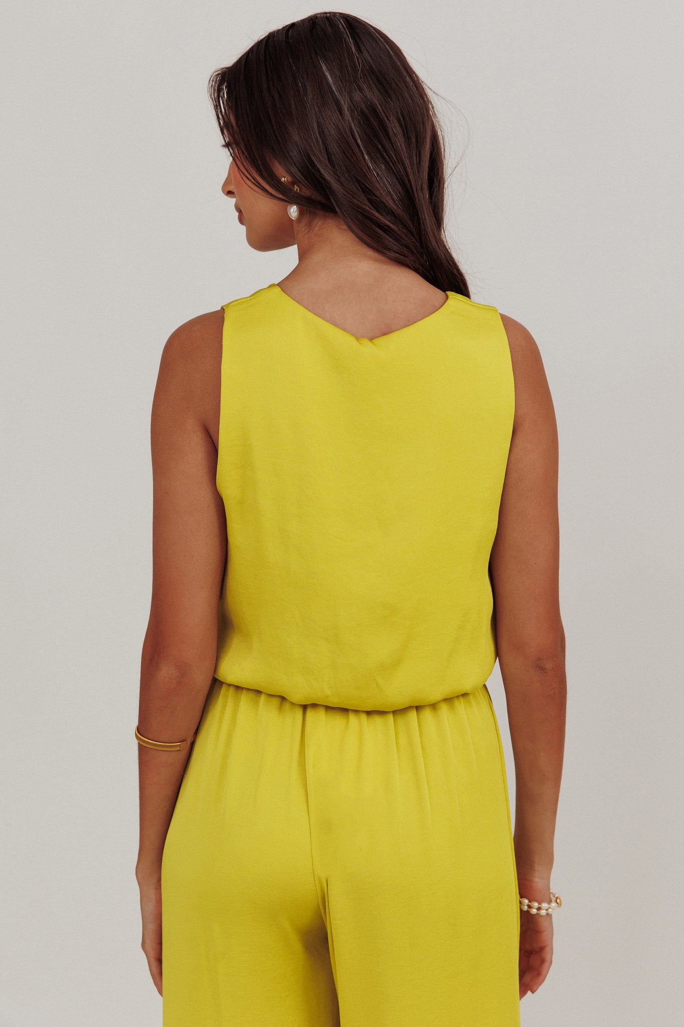 Mariposa Sleeveless Bubble Hem Top Chartreuse-Maymioy
