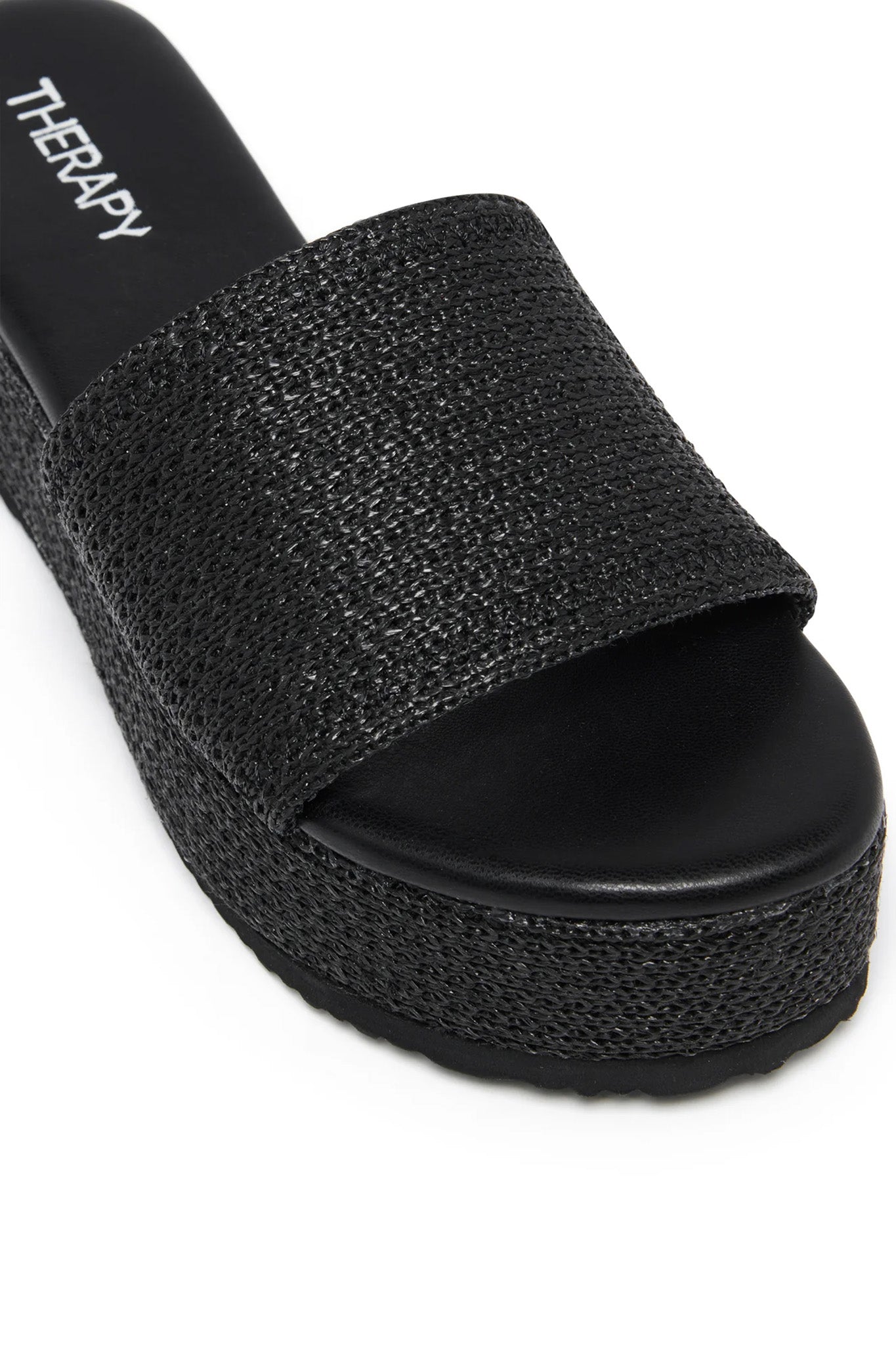 THERAPY Avery Flatform Sandal Raffia Black-Maymioy