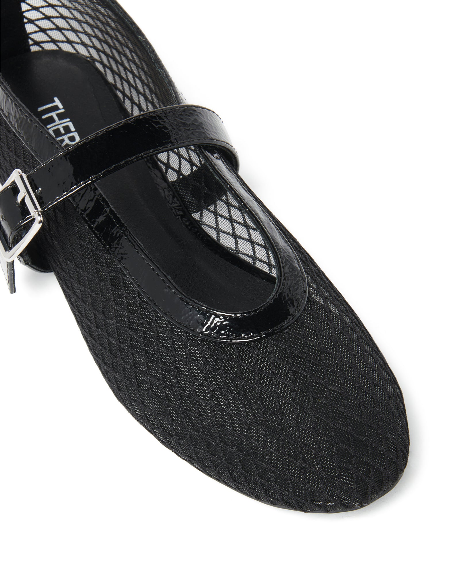 THERAPY Addie Ballet Flat Crinkle Patent Black-Maymioy