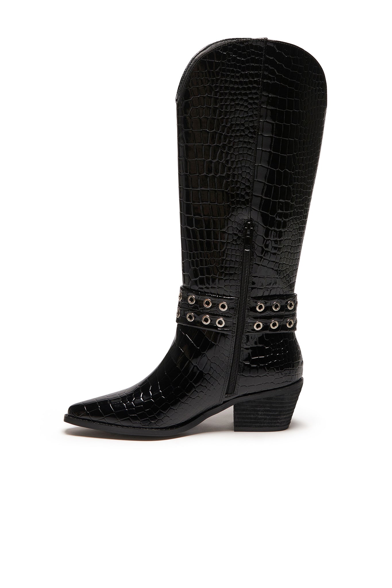 THERAPY Maiden Cowboy Boot Black Patent Croc-Maymioy