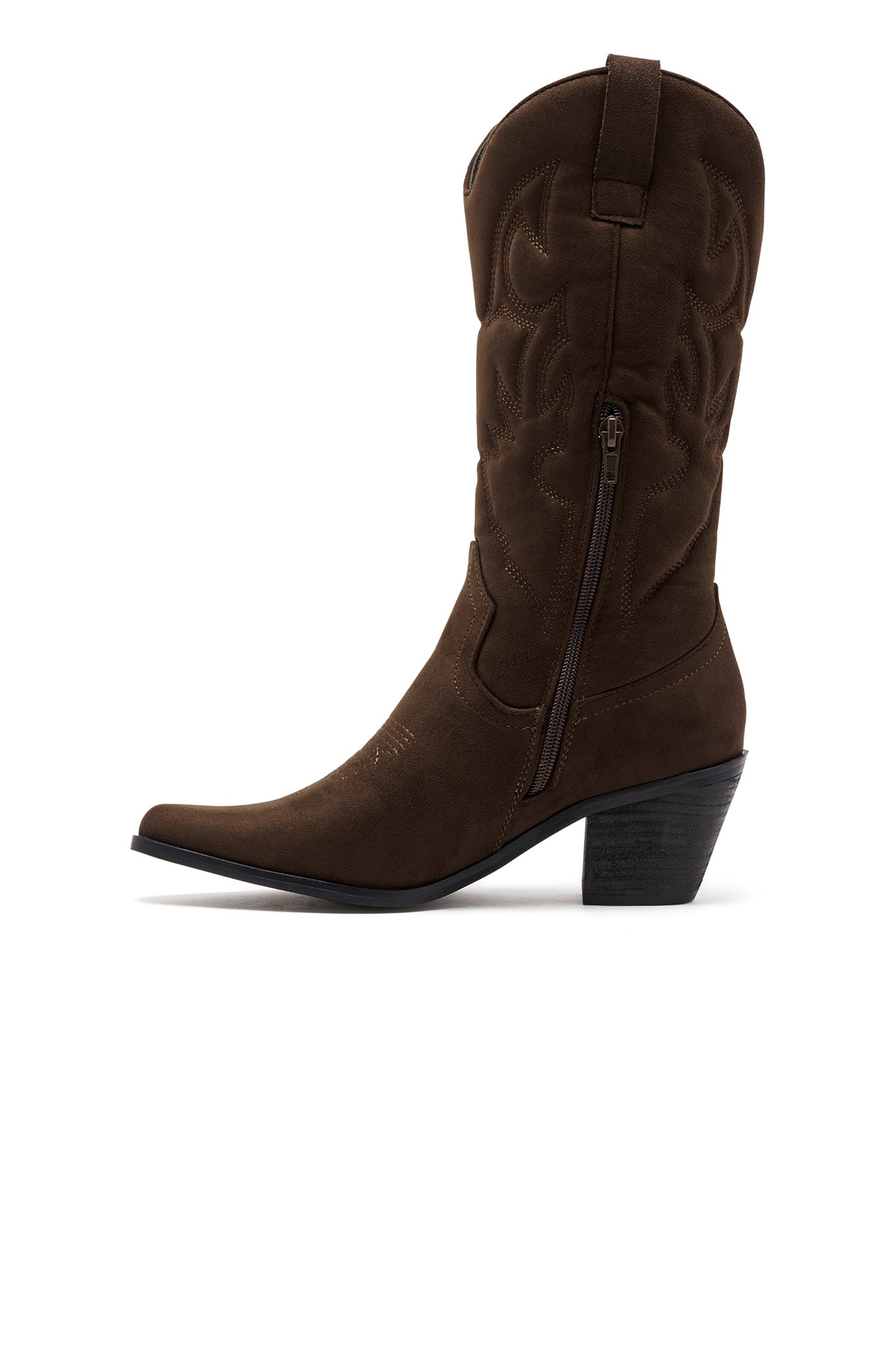 THERAPY Clayton Cowboy Boot Chocolate Faux Suede-Maymioy