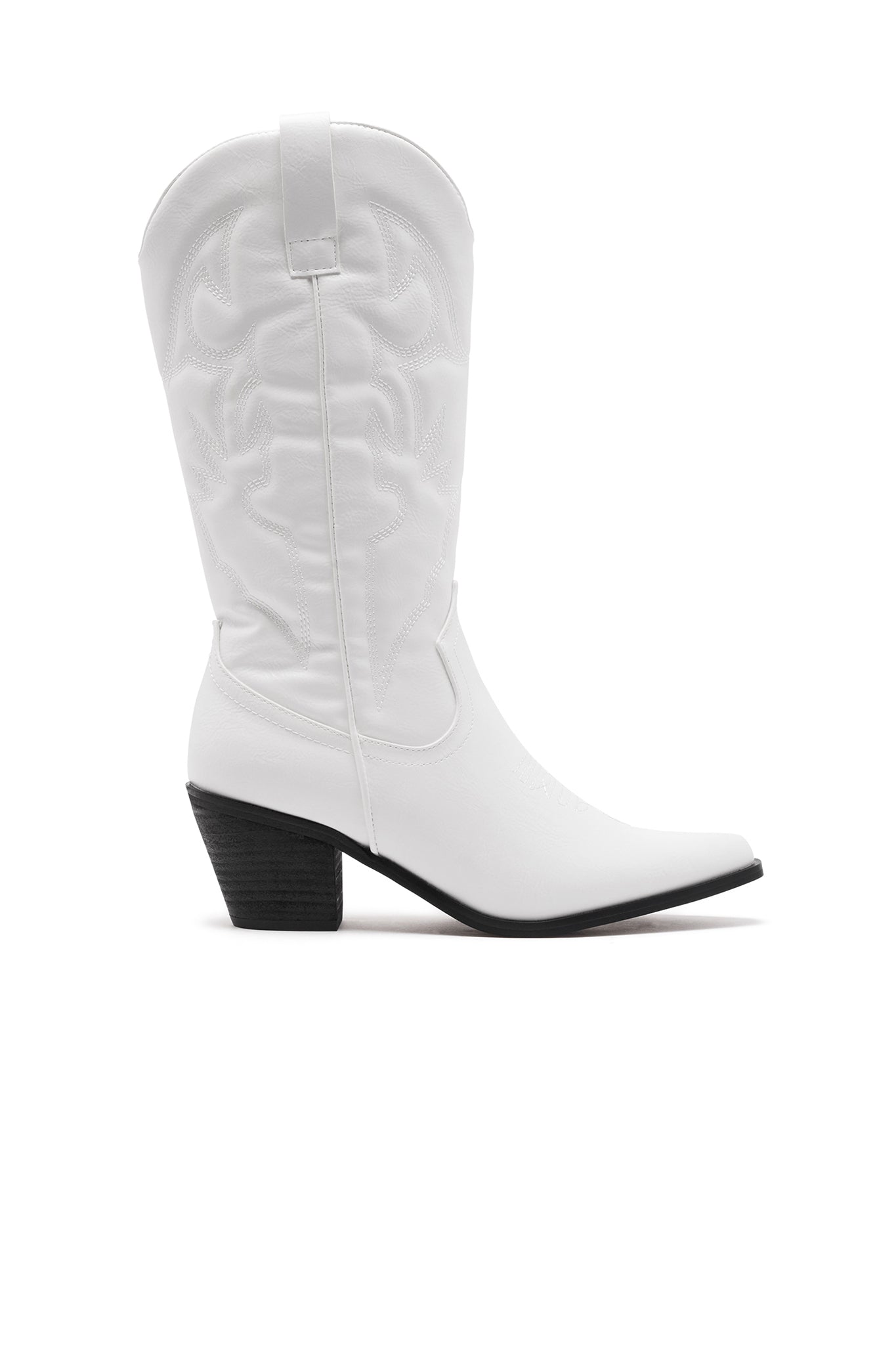 THERAPY Clayton Cowboy Boot White Faux Suede-Maymioy