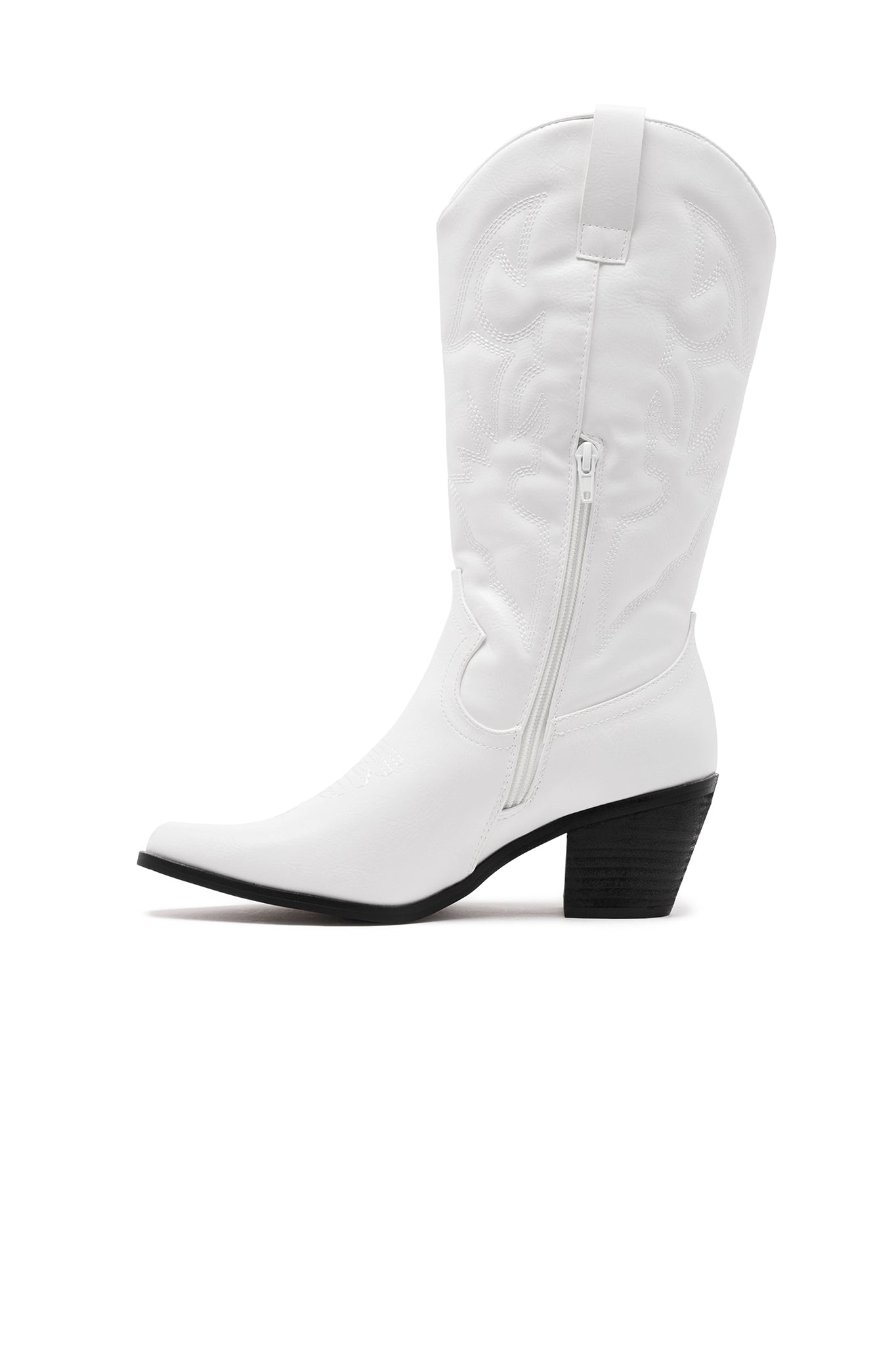 THERAPY Clayton Cowboy Boot White Faux Suede-Maymioy