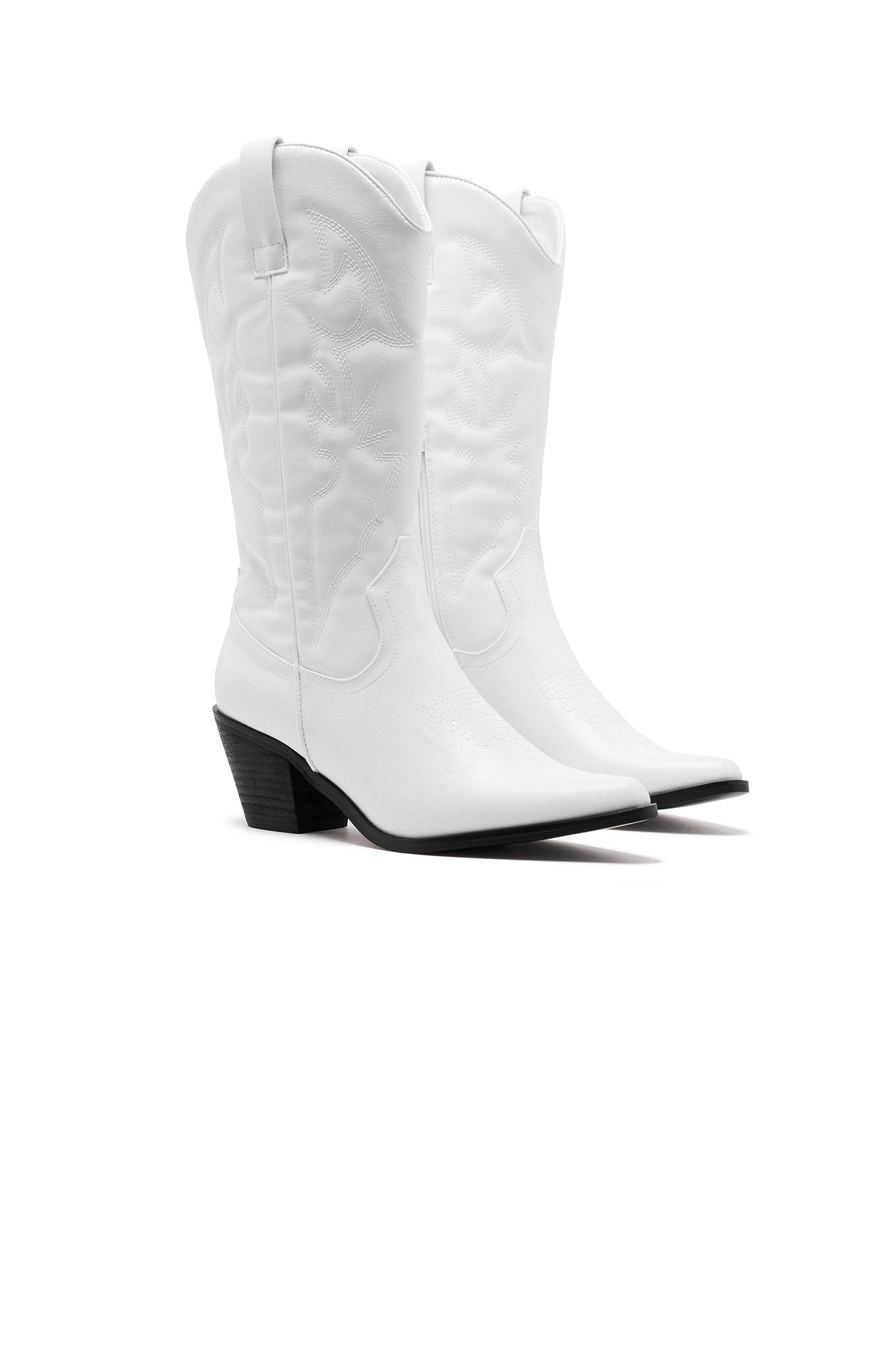 THERAPY Clayton Cowboy Boot White Faux Suede-Maymioy