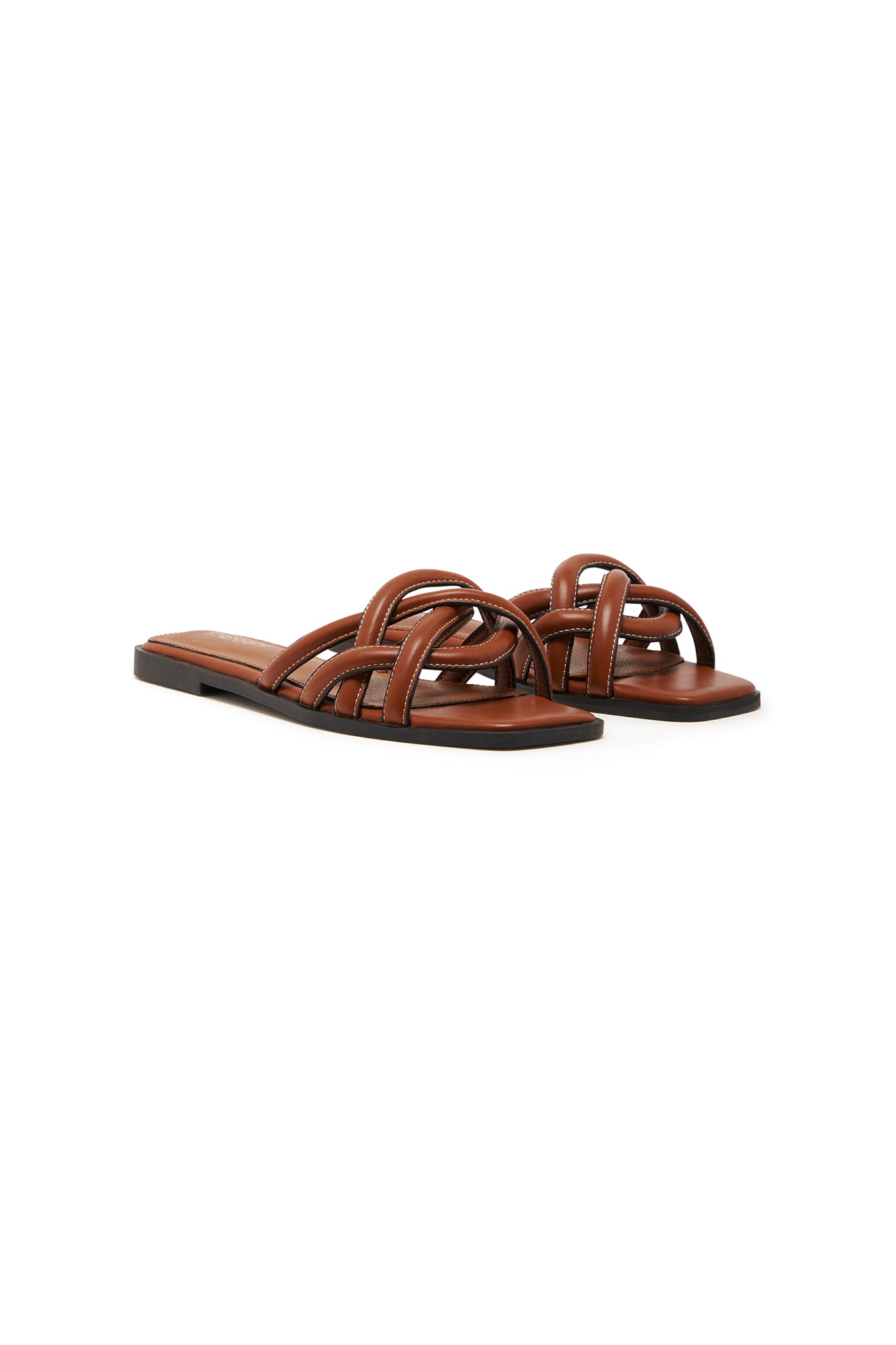 THERAPY Gabrielle Flat Sandal Dark Tan-Maymioy