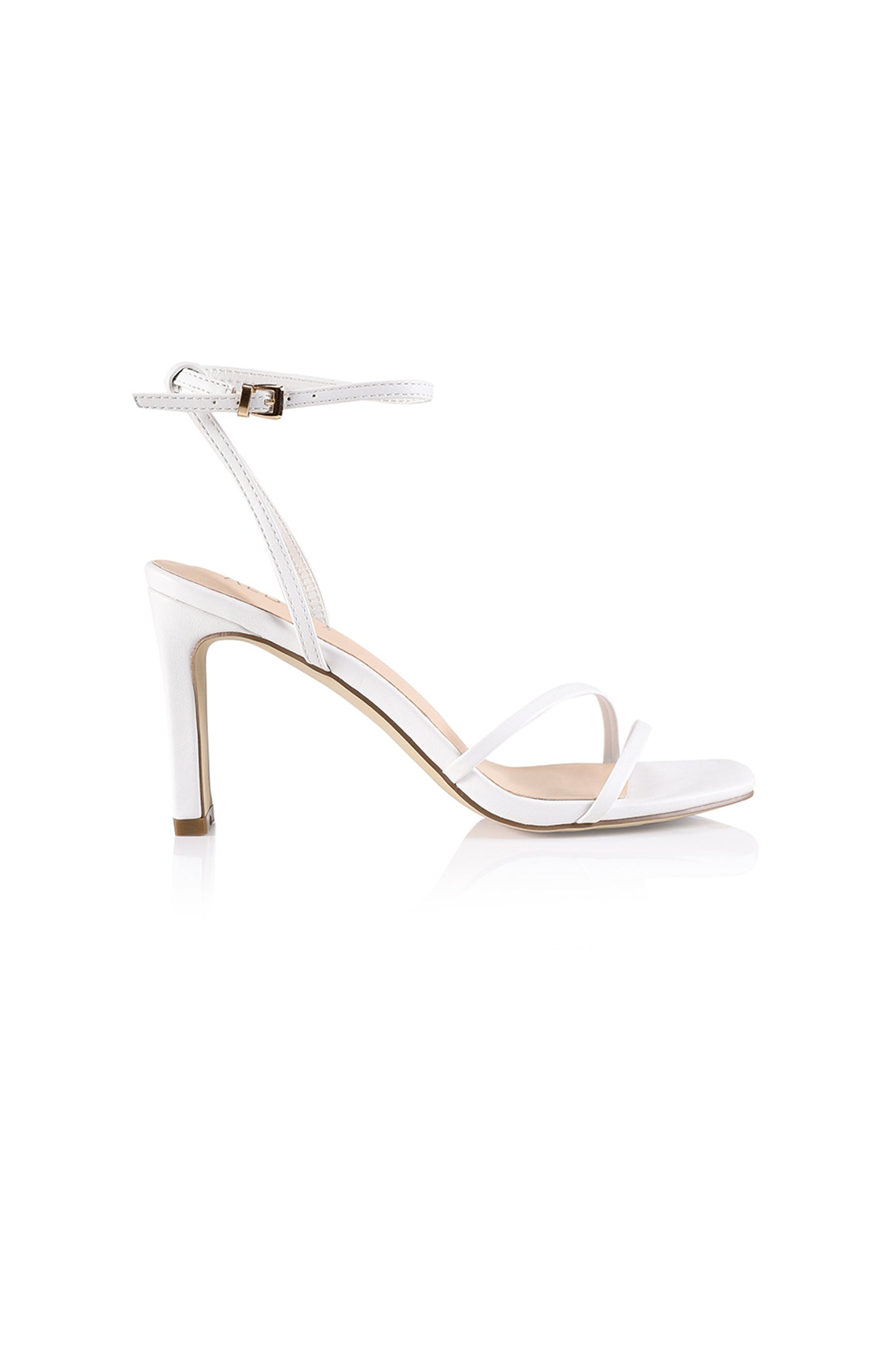 VERALi Kimmy Slim Strappy Heels White Smooth-Maymioy