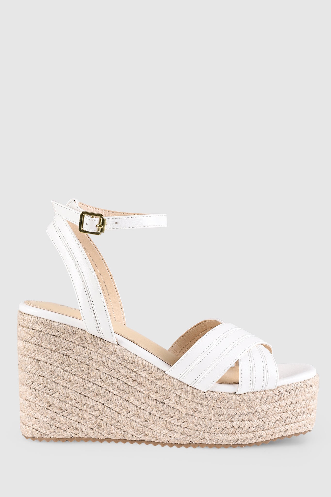 VERALi Callie Rope Wedges White Softee-Maymioy