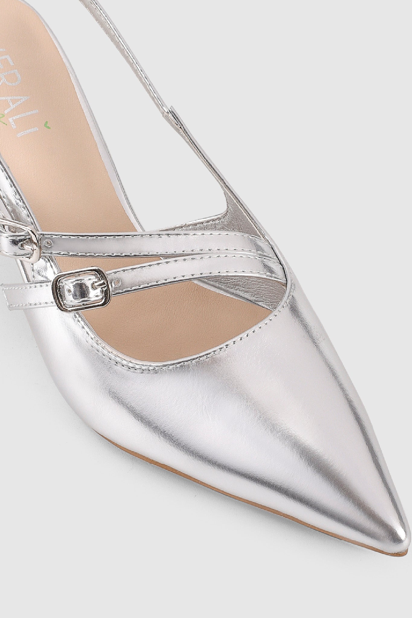 VERALi Zedd Point Toe Kitten Heels Silver Metallic-Maymioy