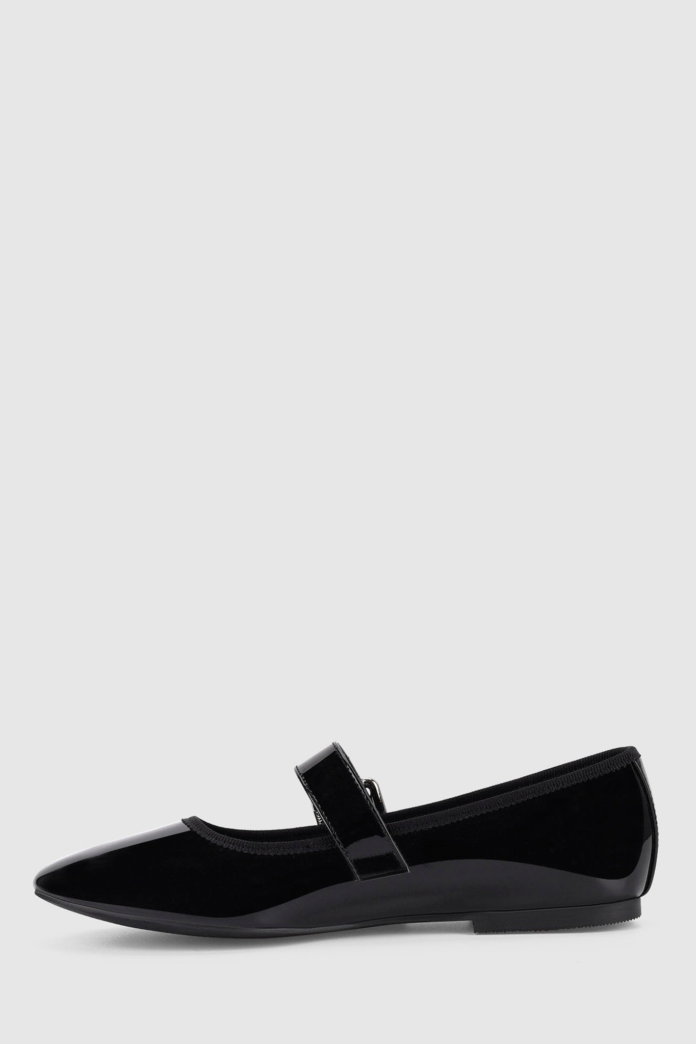 VERALi Banks Buckled Mary-Jane Flats Black Patent-Maymioy