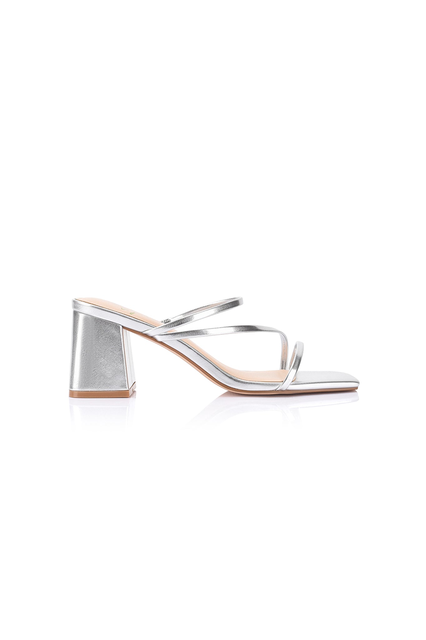VERALi Stanford Block Heel Mules Silver Metallic-Maymioy