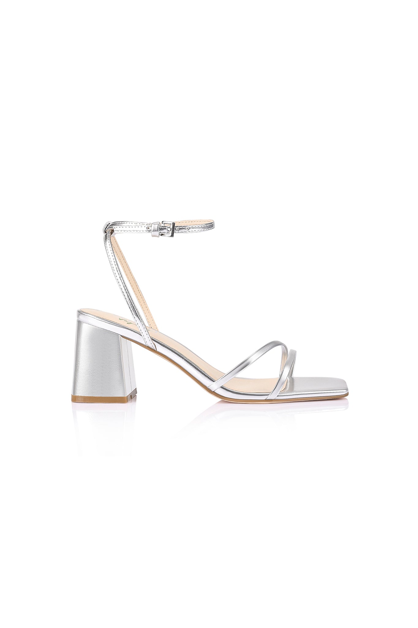 VERALi Stevie Block Heel Sandal Silver Metallic-Maymioy