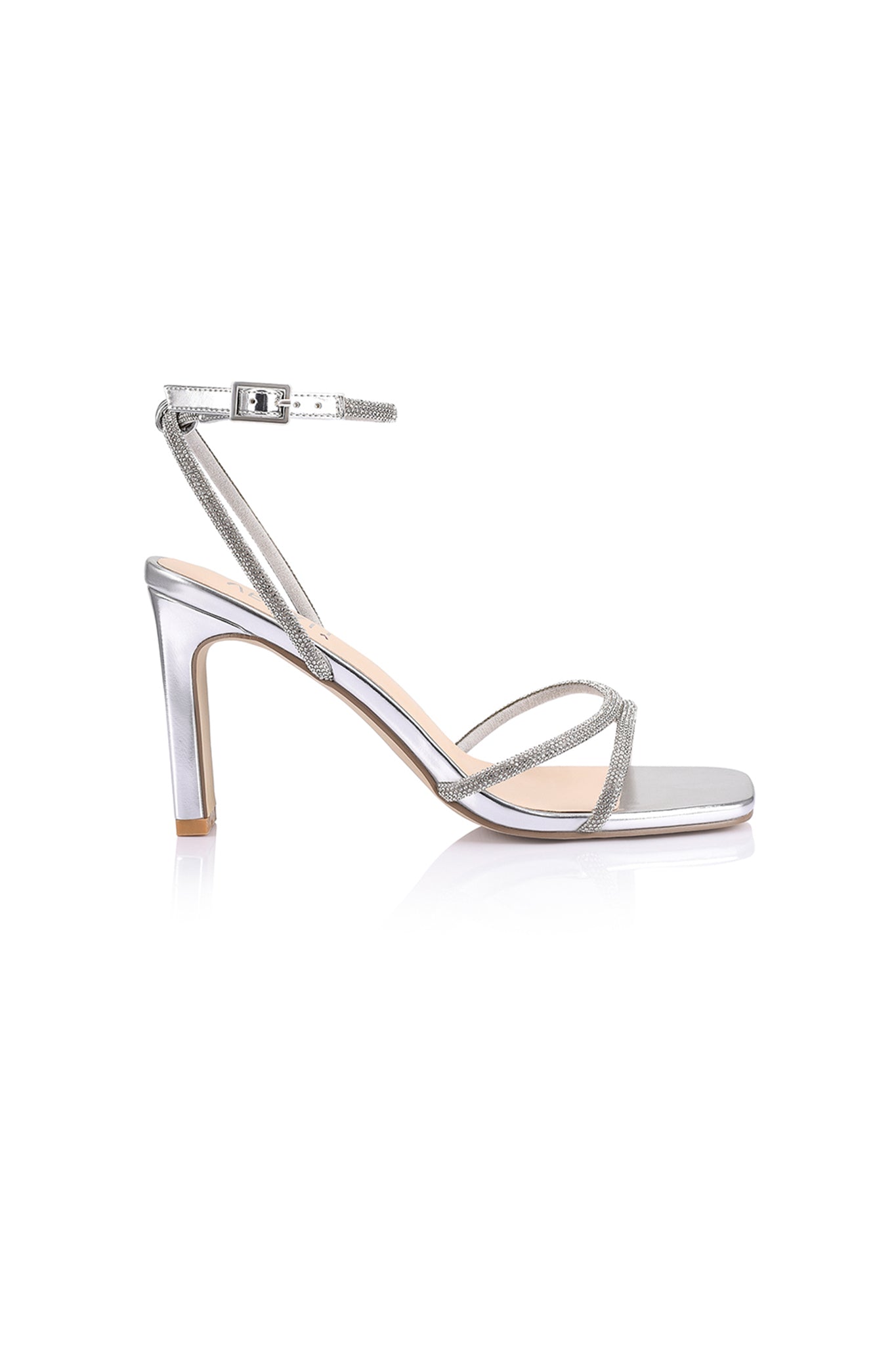 VERALi Kian Block Heel Sandals Silver-Maymioy