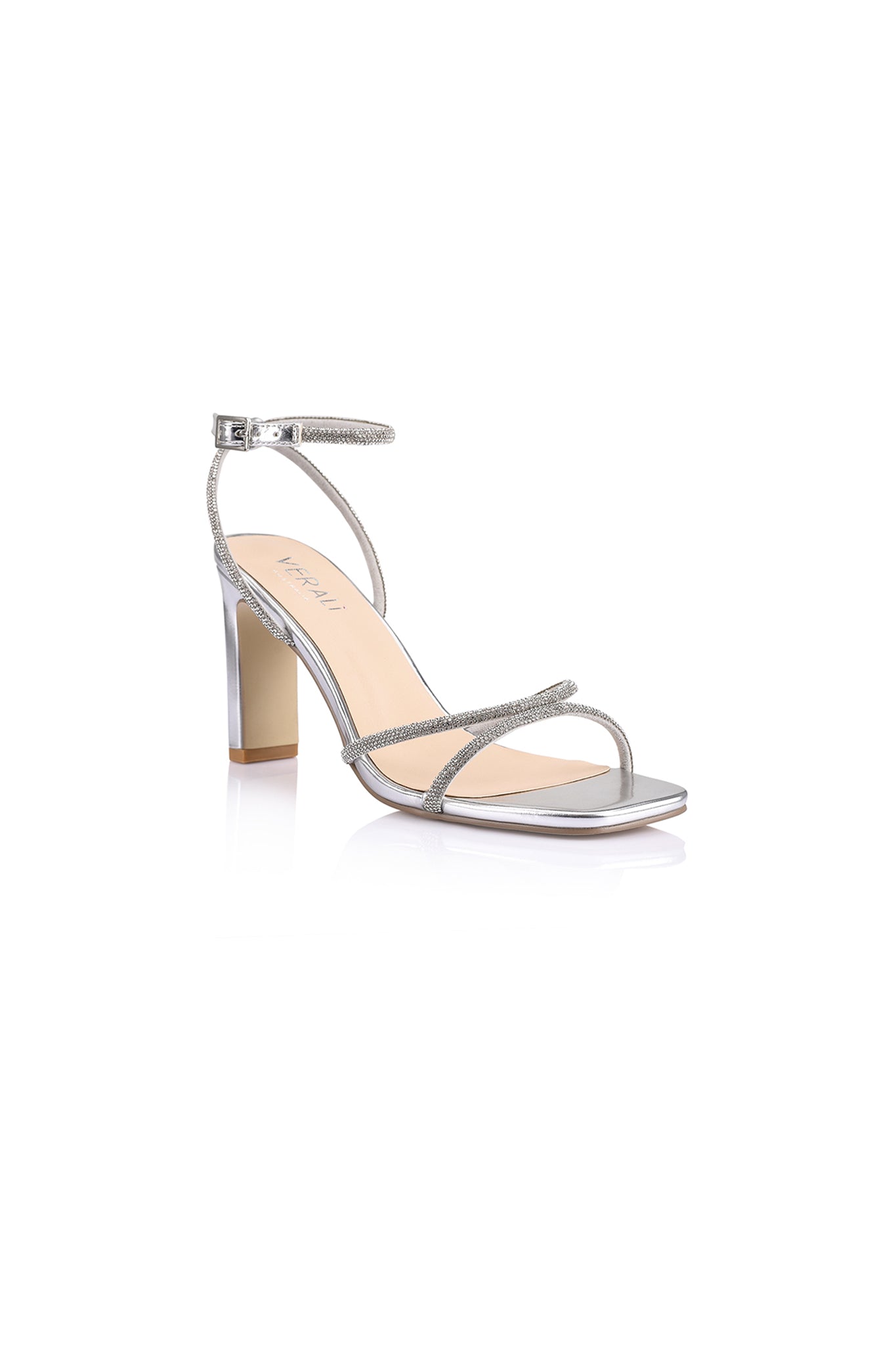 VERALi Kian Block Heel Sandals Silver-Maymioy