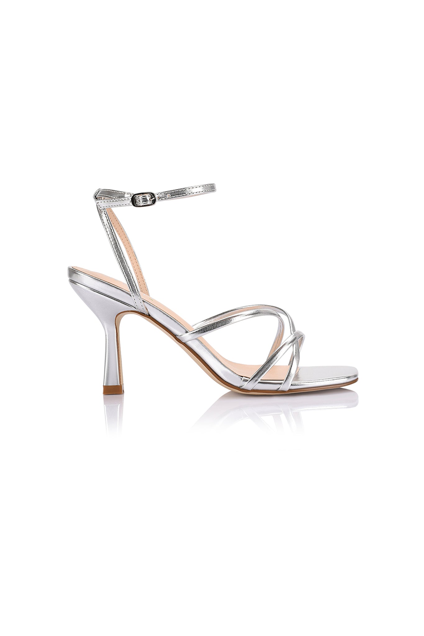 VERALi Penelope Strappy Sandals Silver Metallic-Maymioy