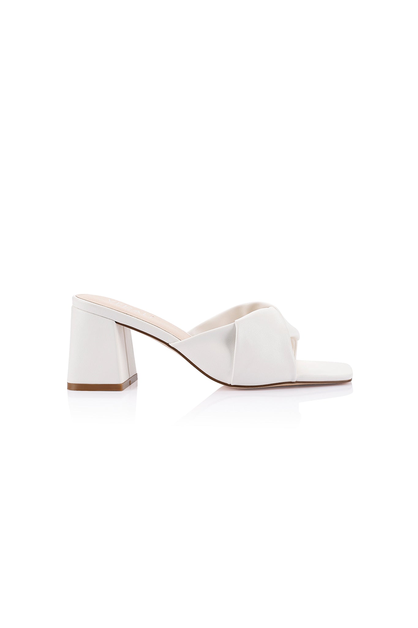 VERALi Stella Block Heel Mules Chalk Smooth-Maymioy