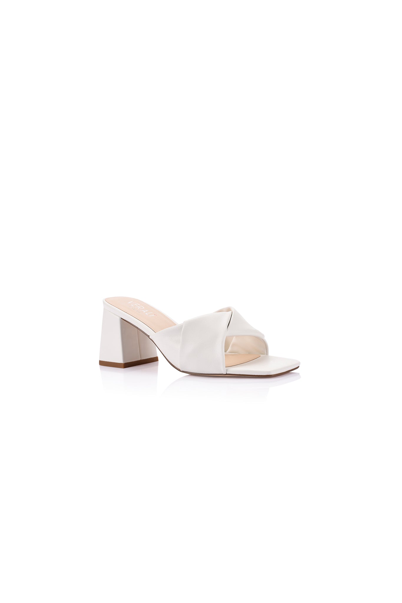 VERALi Stella Block Heel Mules Chalk Smooth-Maymioy
