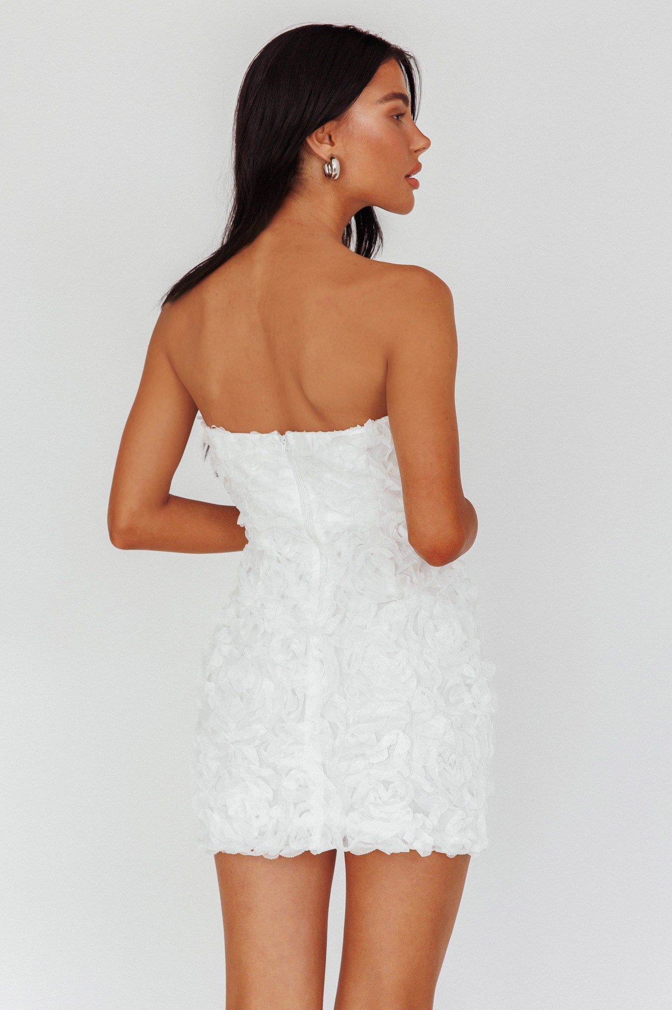 Charmer Floral Embellished Mini Dress Ivory-Maymioy