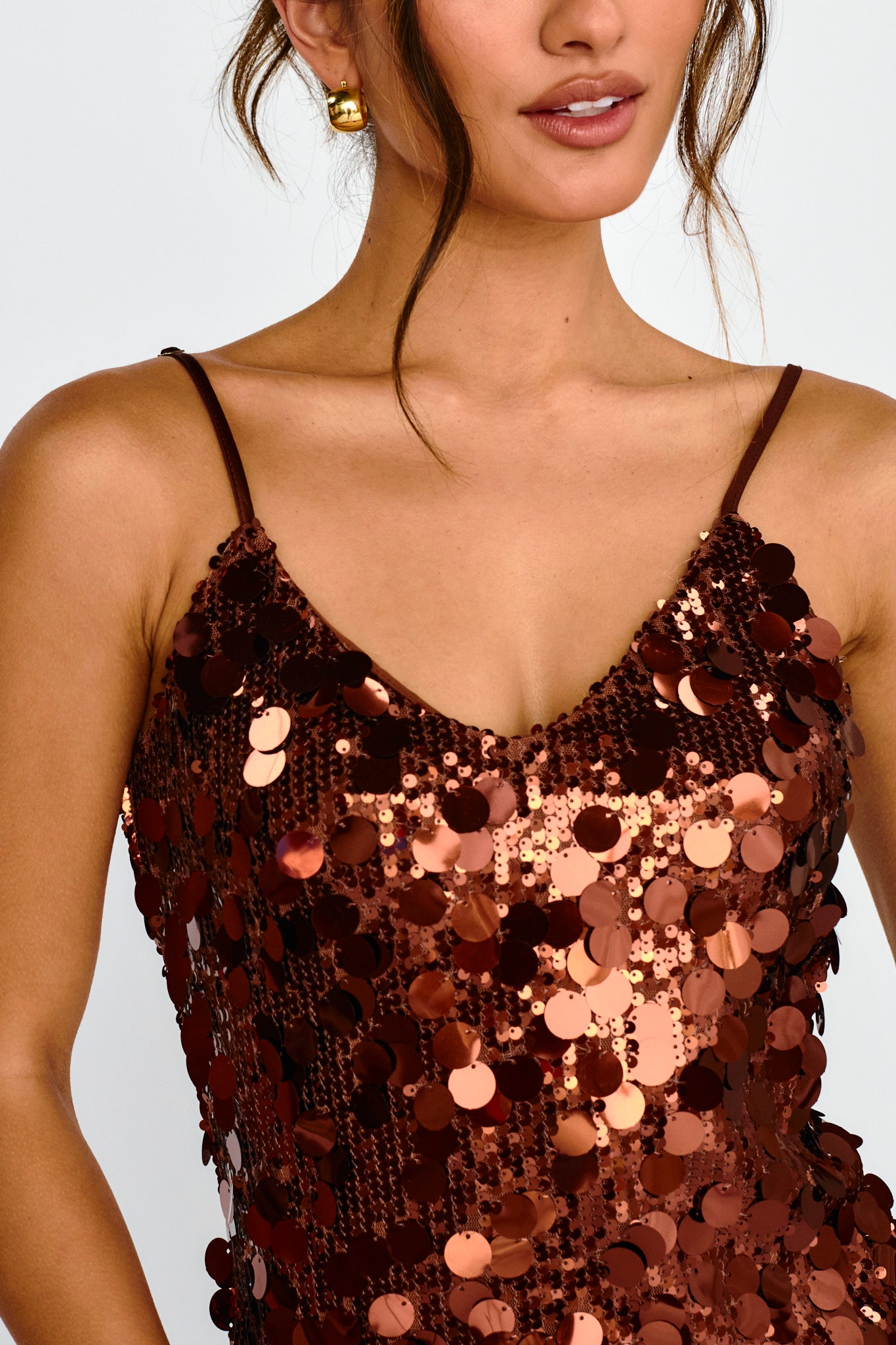Moon Dust Sequin Mini Dress Copper-Maymioy