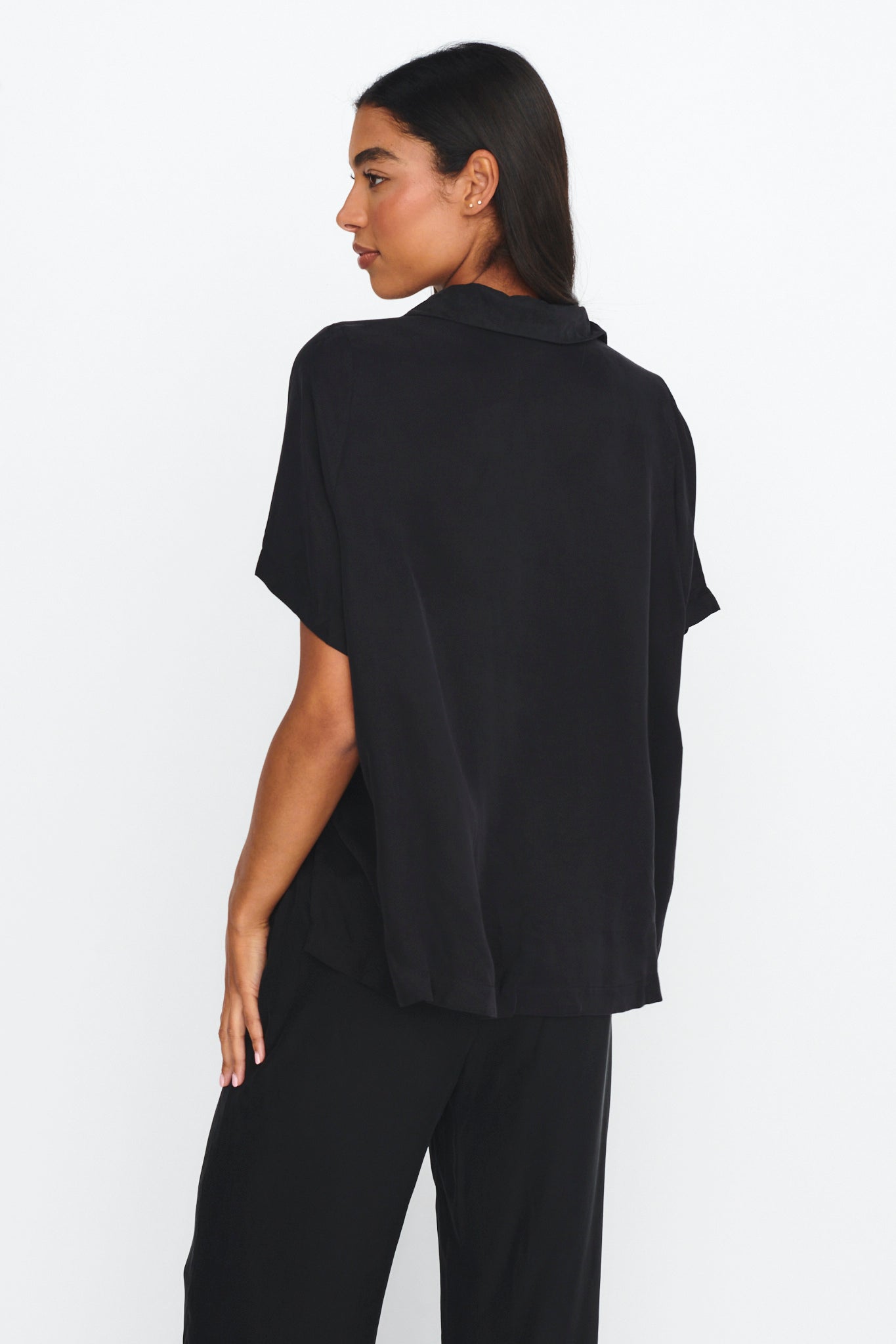 Tessa Button-Up Shirt Black-Maymioy