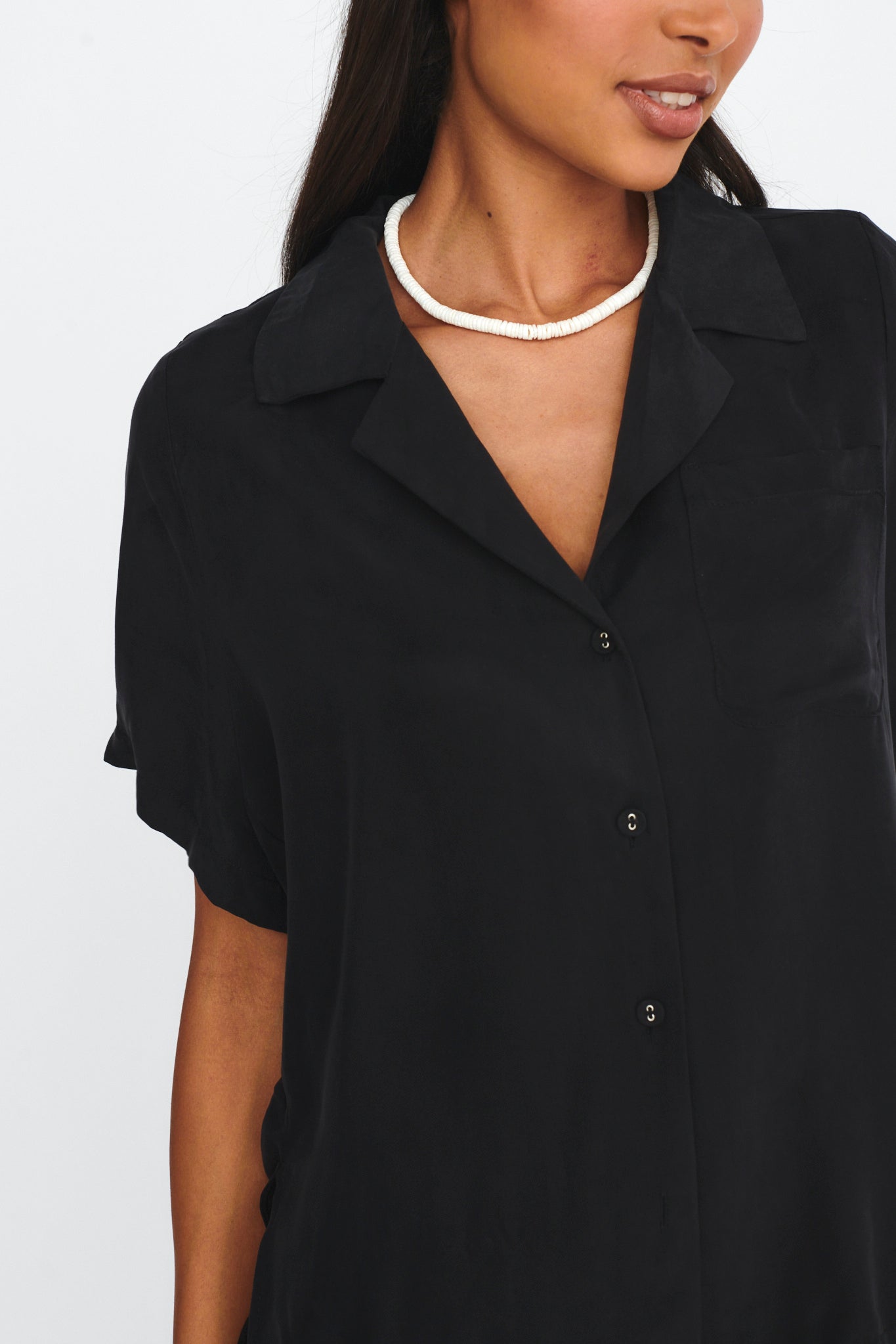 Tessa Button-Up Shirt Black-Maymioy