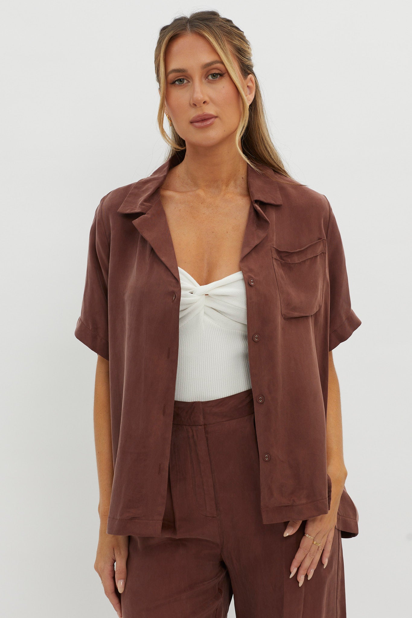 Tessa Button-Up Shirt Choco-Maymioy