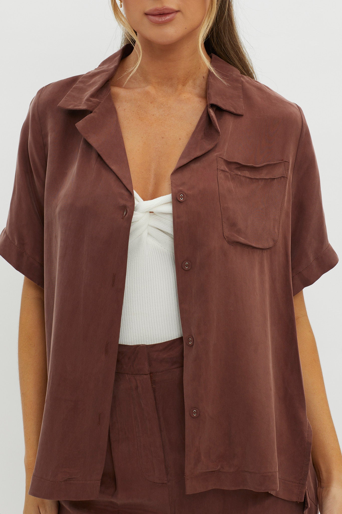 Tessa Button-Up Shirt Choco-Maymioy